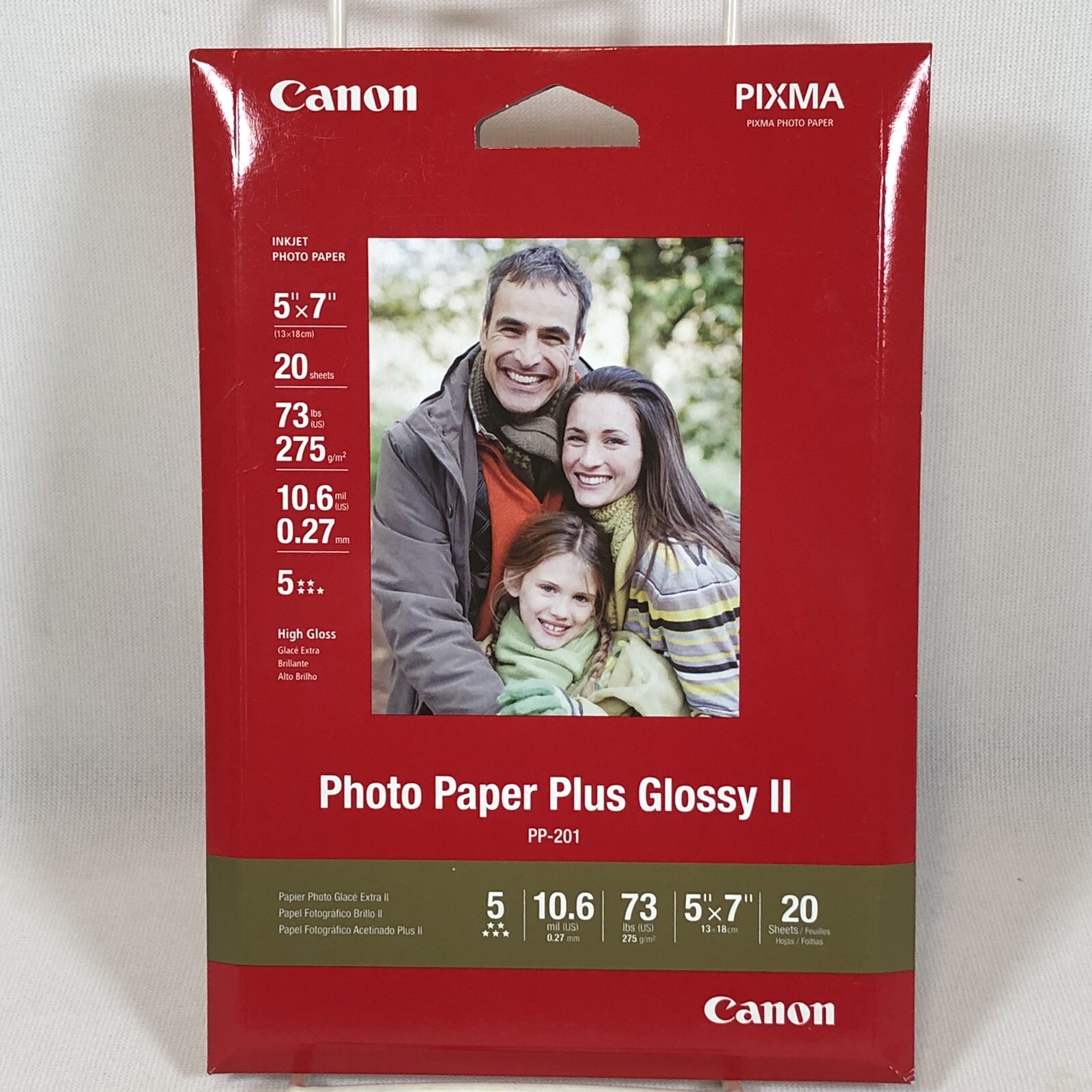 Canon PIXMA Photo Paper Plus Glossy II 5" x 7"  20 Sheets Total, PP-201, Sealed