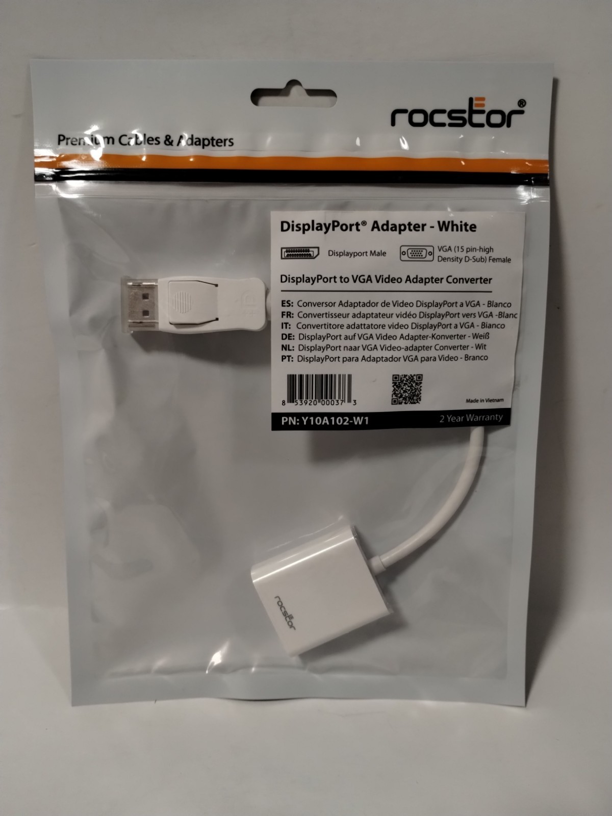 Rocstor DisplayPort to VGA Video Adapter Converter Y10A102-W1 New  