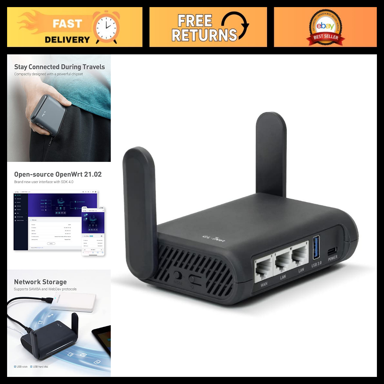 Portable VPN Travel Router - Easy Setup Wi-Fi for Hotels & Public Networks