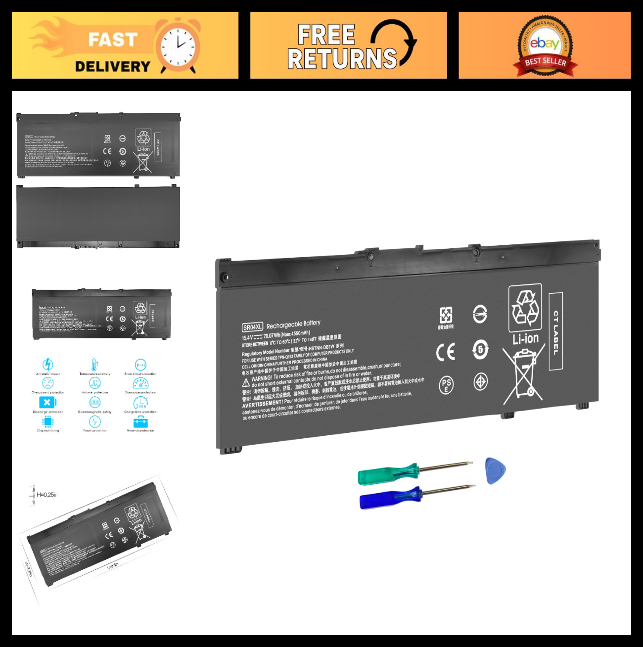 Battery Replacement for HP Omen 15 Series - SR04XL SR03XL 917724-855, High Capac
