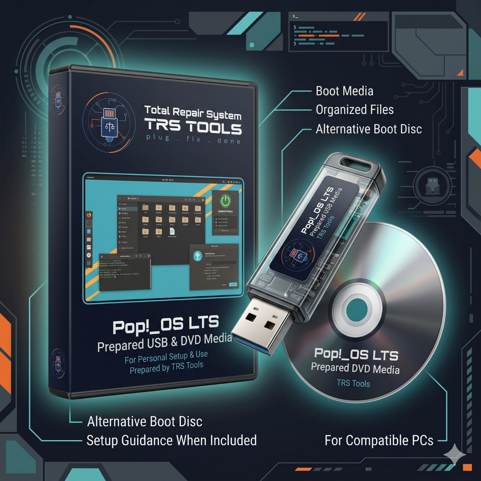 Pop_OS LTS Prepared USB Media for Compatible PCs