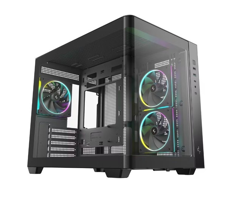 DeepCool CG330U 3F Panoramic Curved Glass Dual Chamber Micro-ATX Case, 3 Pre-...