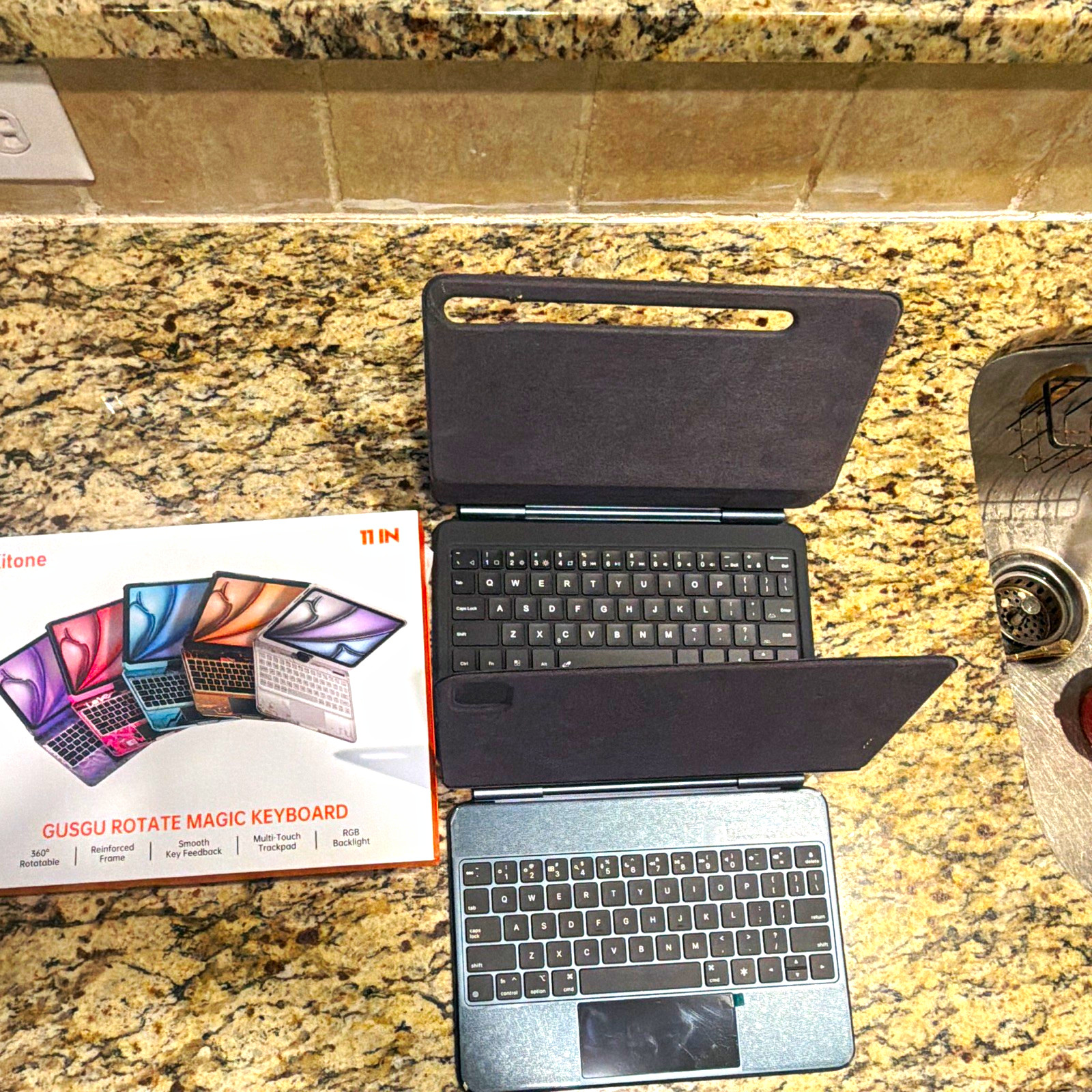 Kitone GUSGU Rotate Magic Keyboard Folio/Case 11 in Black RGB Trackpad 360/ lot