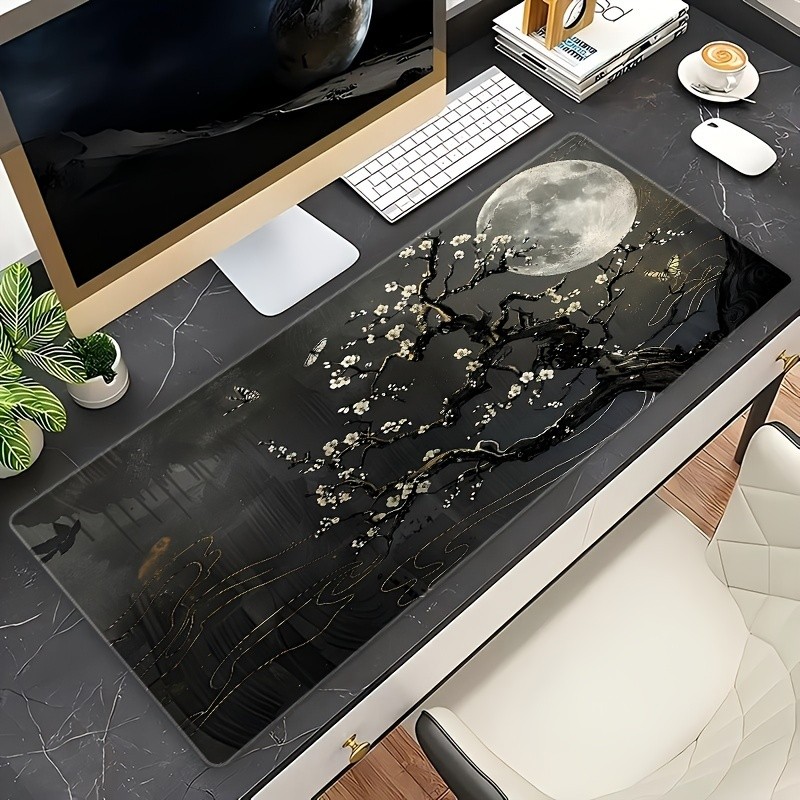 Dark Moon Landscape Design Extra Large Mouse Pad - Non-Slip Rubber Base, Gamin