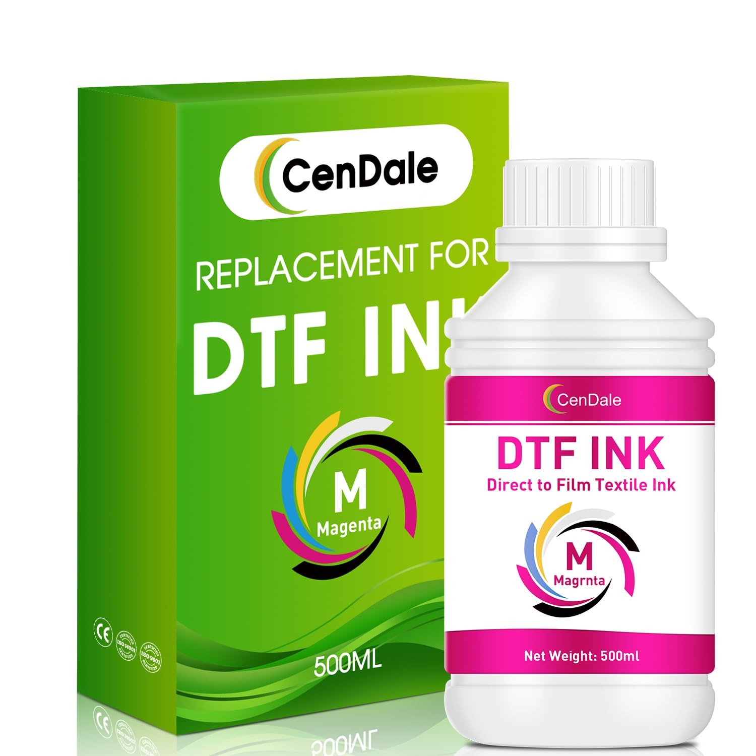 CenDale Premium DTF Magenta Ink - 500ML DTF Transfer Ink for PET Film, Refill DT