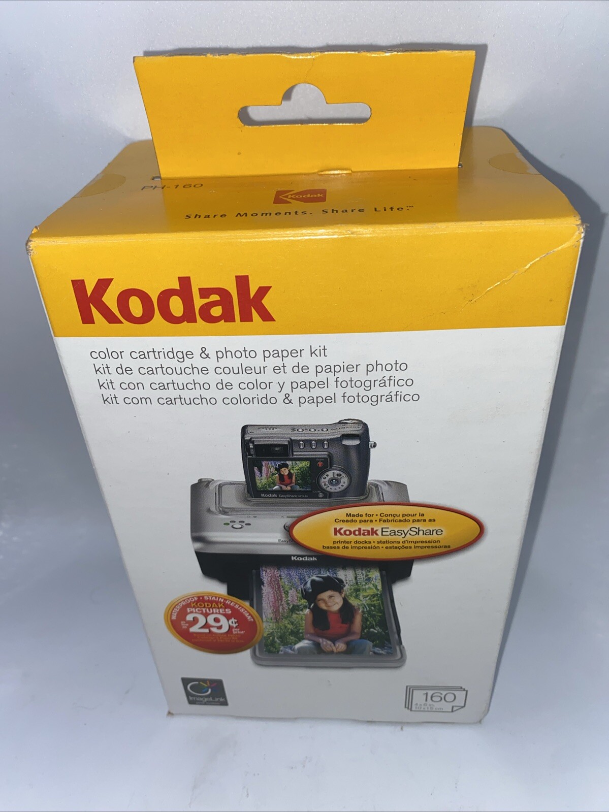 Kodak PH-160 Color Cartridge & Photo Paper Kit - 3 Cartridges & 160 Photo Paper