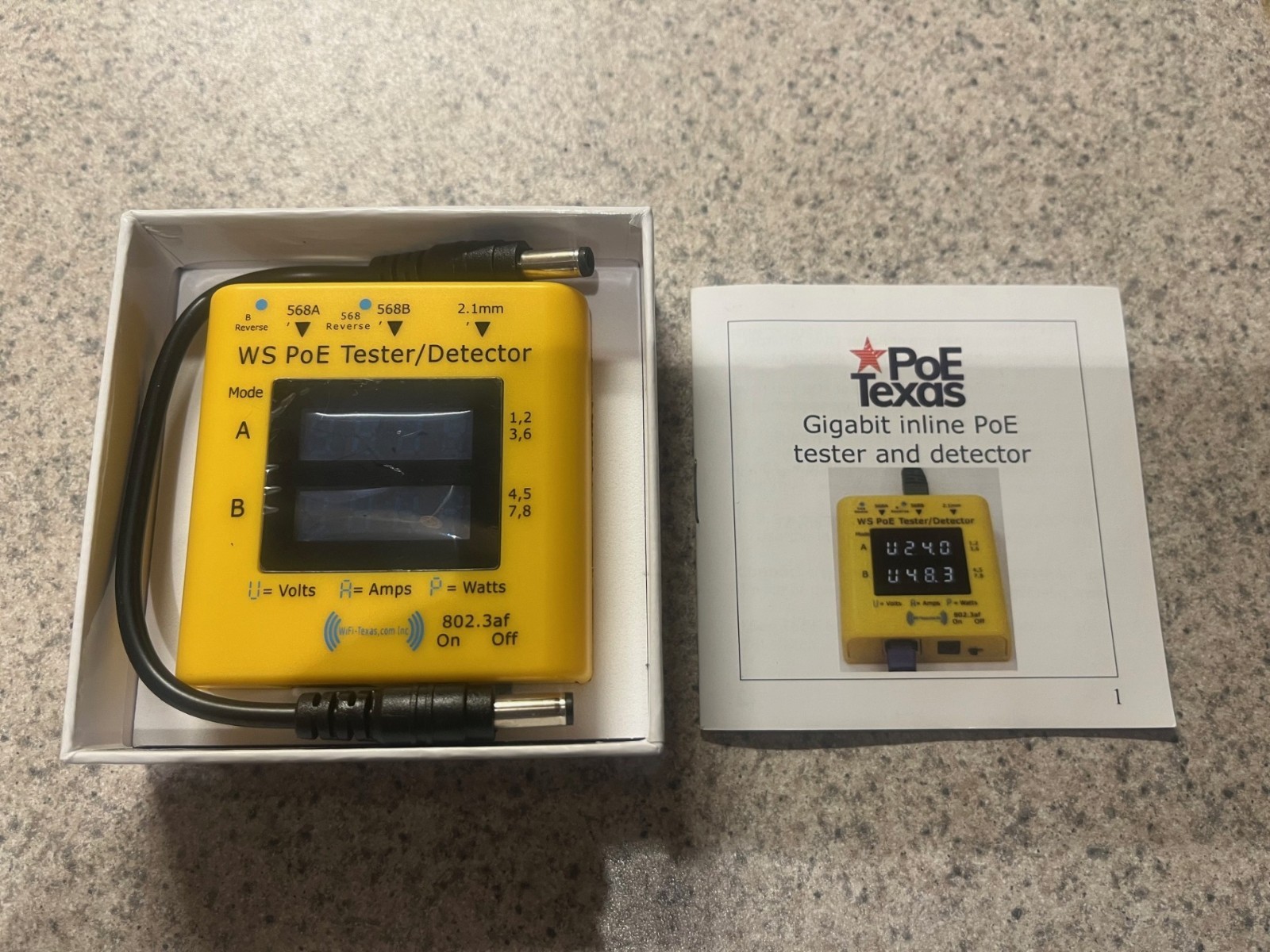 PoE Texas Gigabit inline PoE tester and detector.... WS-PoE-Tester+