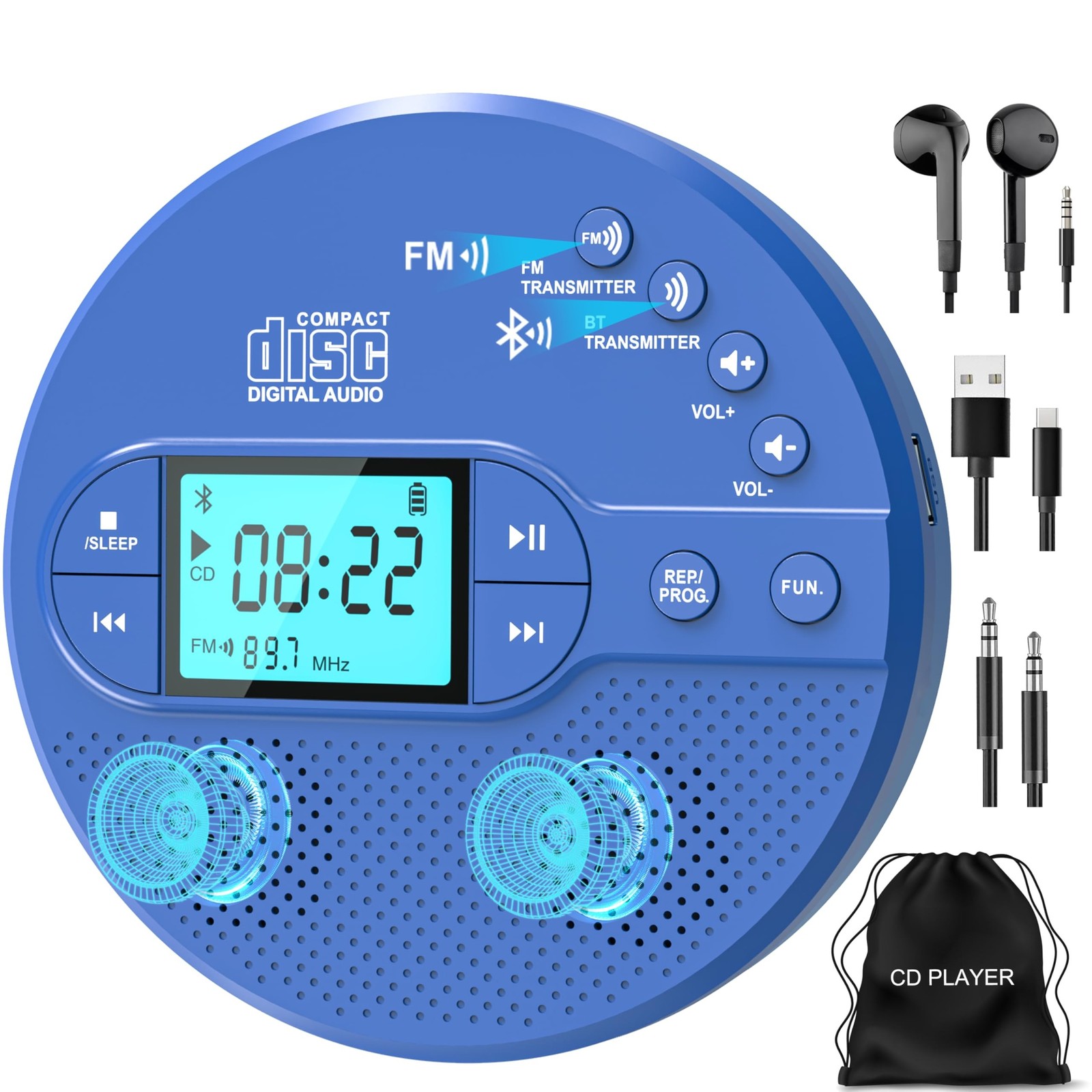 Sunoony Portable CD Player with Bluetooth, Disman CD Player for Car with FM T...