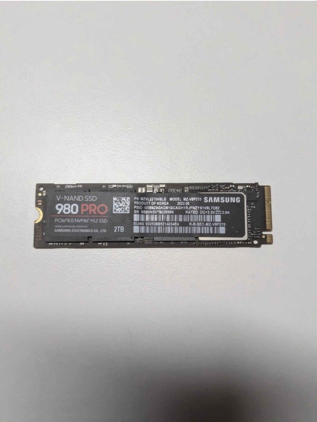 Samsung 980 PRO 2TB PCIe 4.0 NVMe SSD Excellent