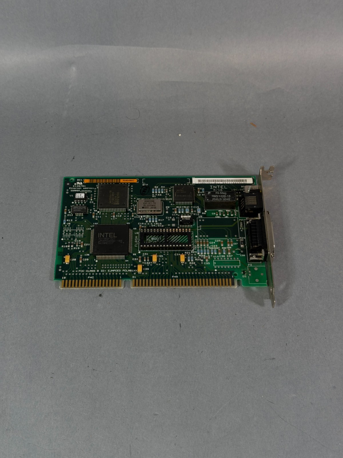 Intel 8/16 ISA LAN Adapter MXB58 16-Bit RJ45 ThickNet Vintage Network Card