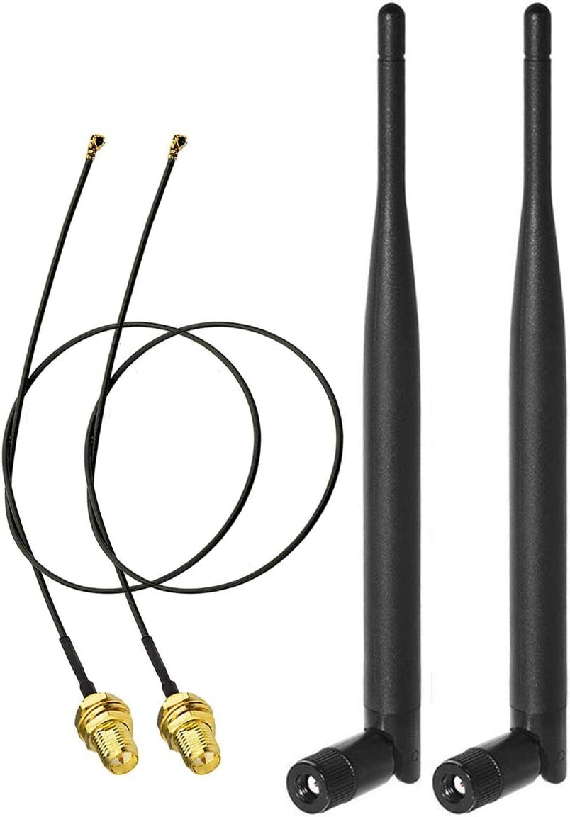 2pcs Bingfu Dual Band WiFi 2.4GHz 5GHz 6dbi Antenna RP-SMA to U.FL MHF4
