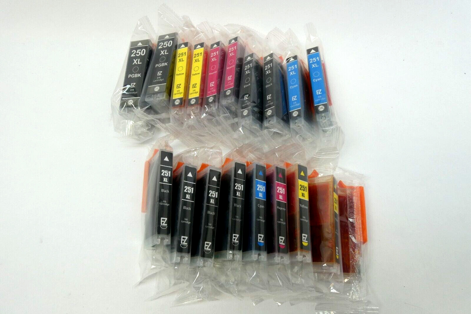 Mixed Lot New EZ Ink Easy Print Cartridges 250 XL PGBK Black 251 Yellow Cyan
