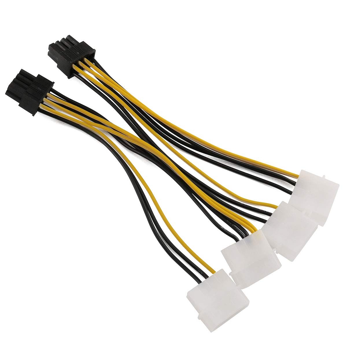 2PCS 20cm Dual Molex 4Pin Male to 8Pin Male PCI Express Power Converter Cable...