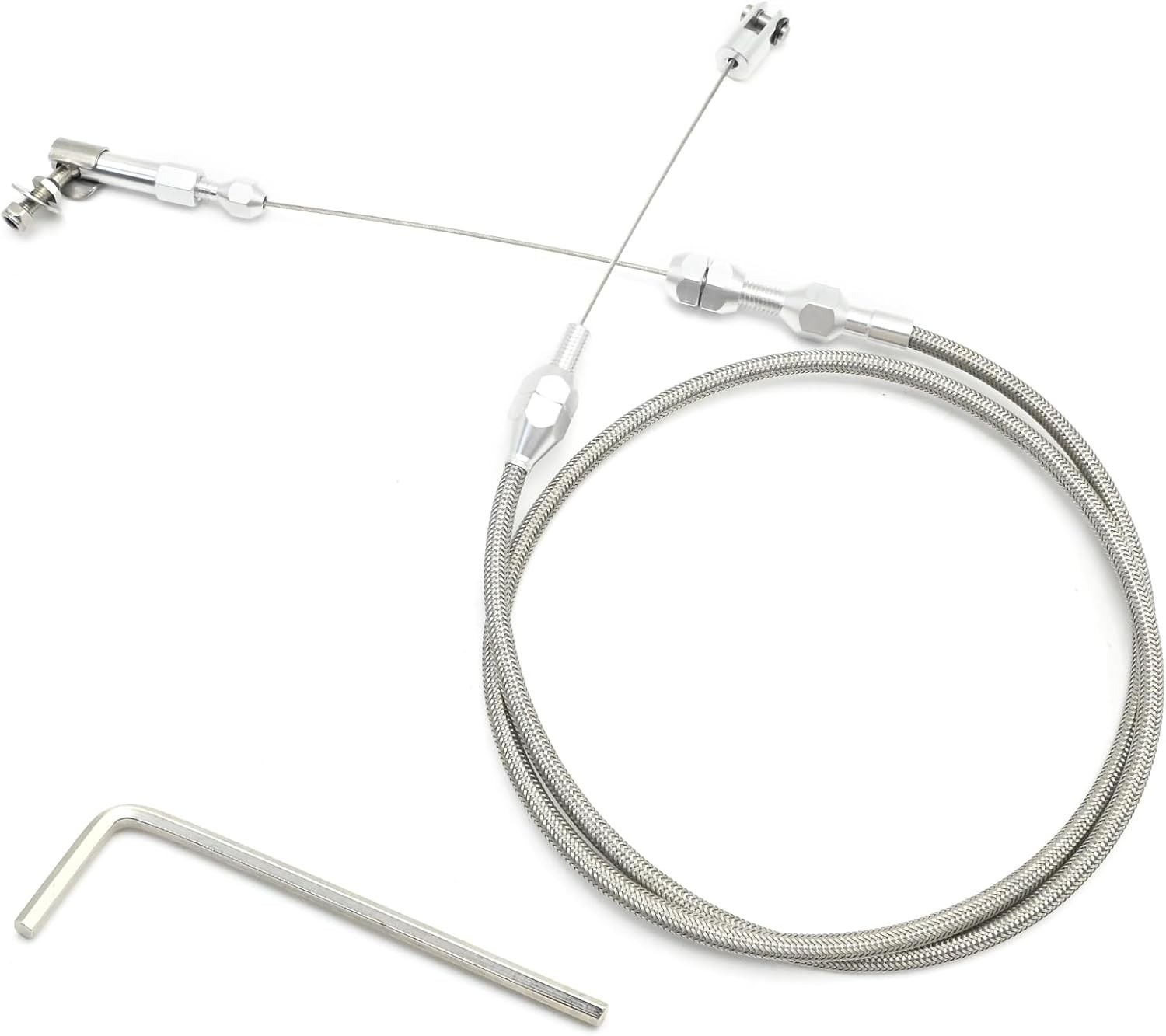 36 inch Automotive Universal Braided Throttle Cable Kit, Stainless Steel Gas Cab
