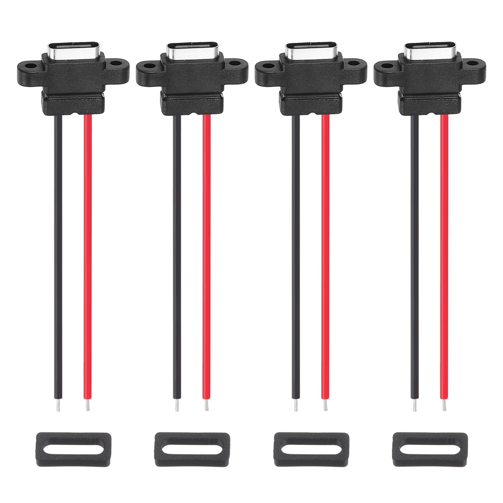 4Pcs Type-C Female USB-C Plug to 2 Pin Bare Wire Connector(Vertical Terminal)