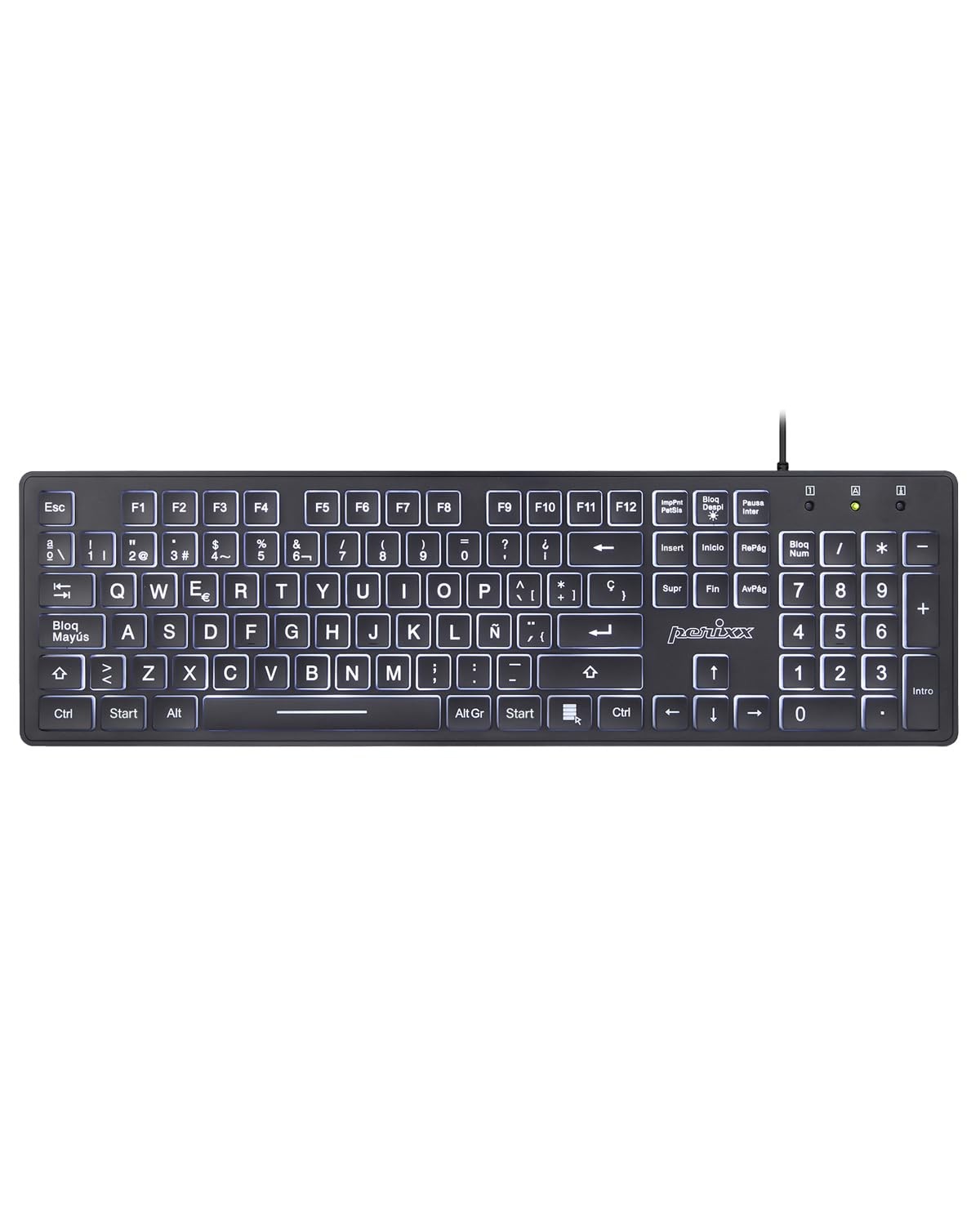 PERIBOARD317ES Wired LED Backlit QWERTY Spanish Keyboard Teclado Con Cable PC