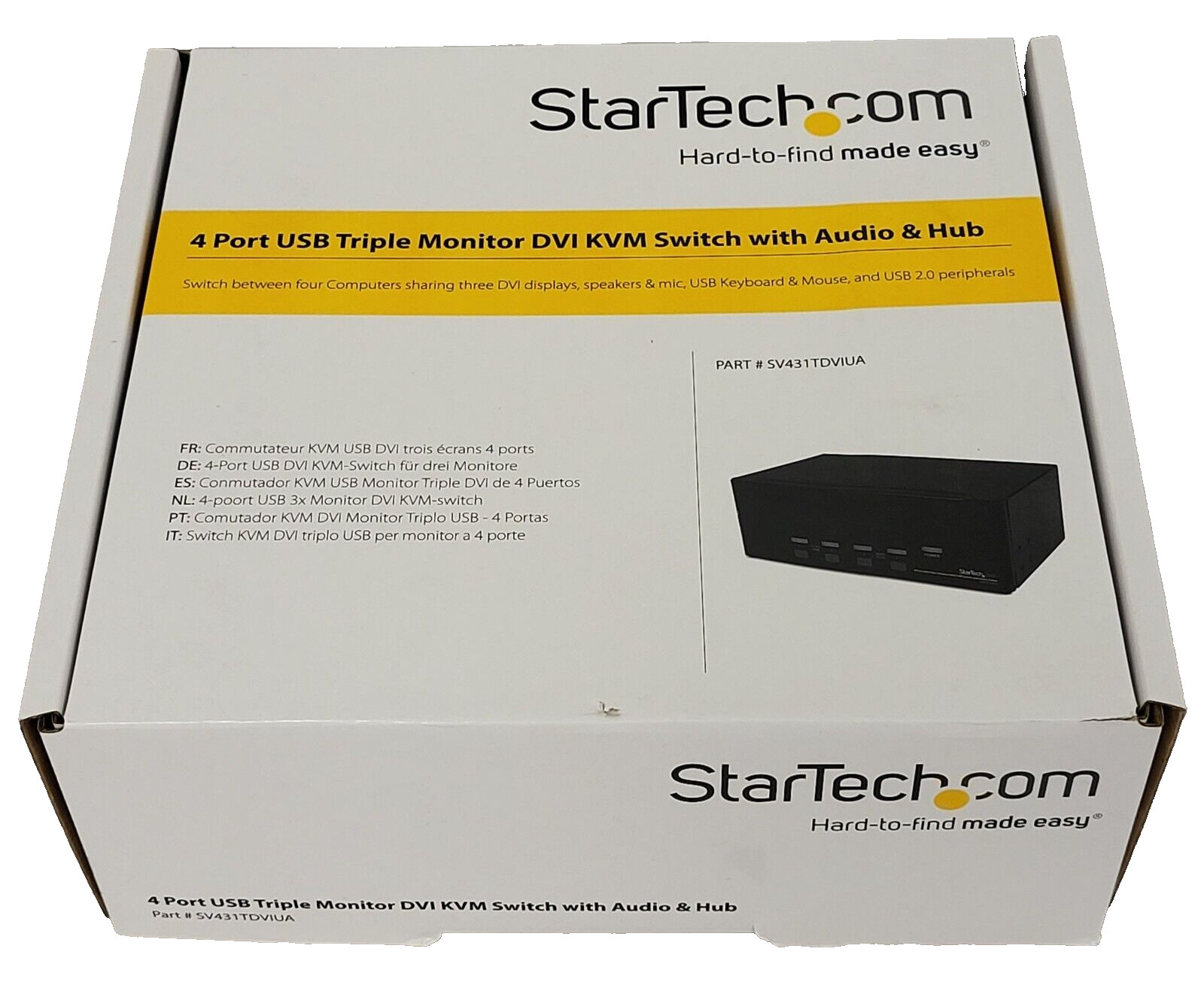 NEW StarTech 4 Port Triple Monitor DVI USB KVM Switch with Audio & USB 2.0 Hub