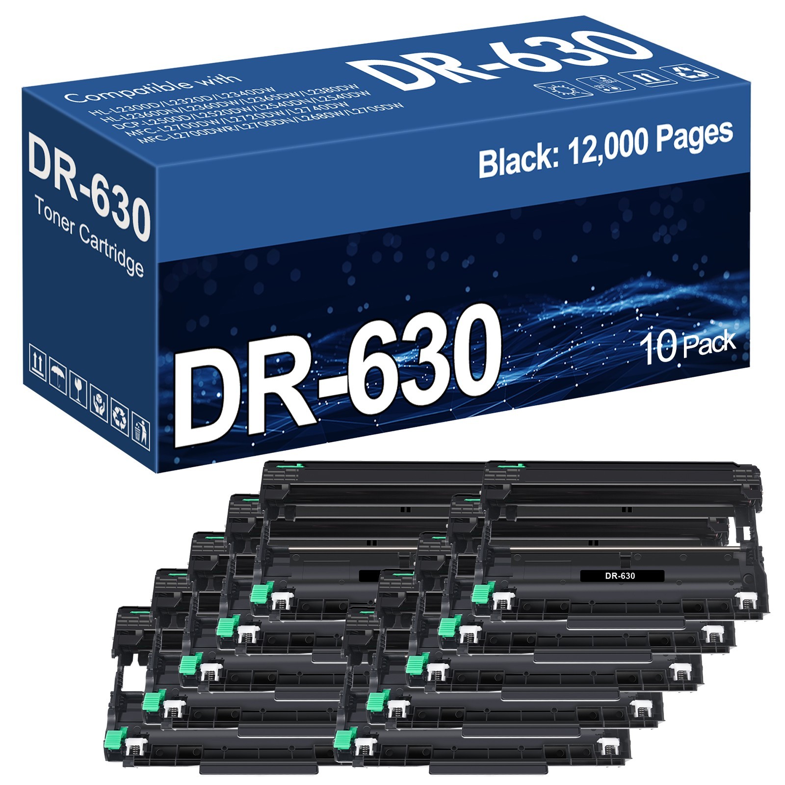 10x DR630 DR660 Drum Unit For Brother HL-L2320D HL-L2340DW HL-L2360DW HL-L2380DW