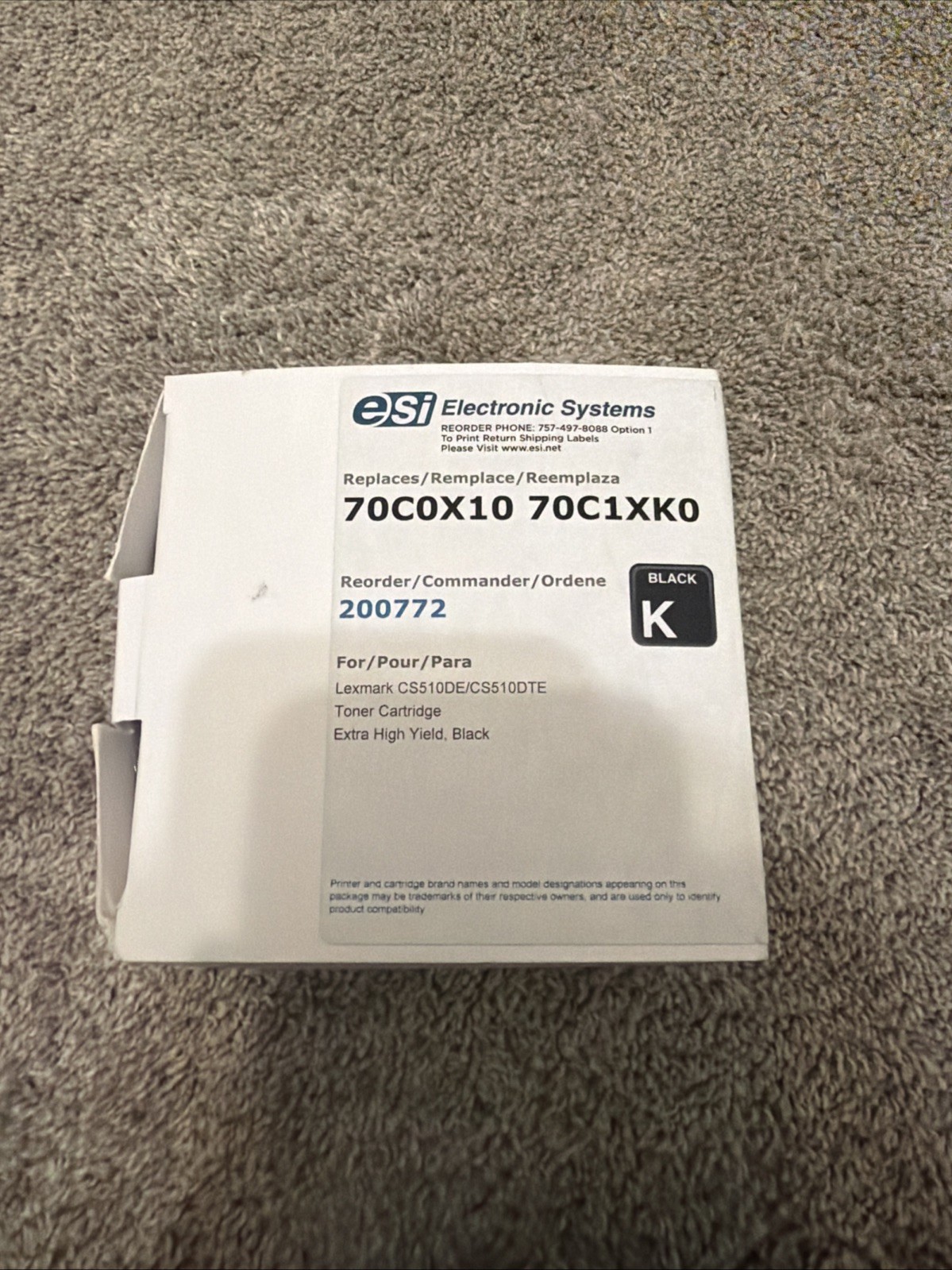 ESI ELECTRONIC SYSTEMS 70C0X10 BLACK FOR LEXMARK CS510DE/CS510DTE