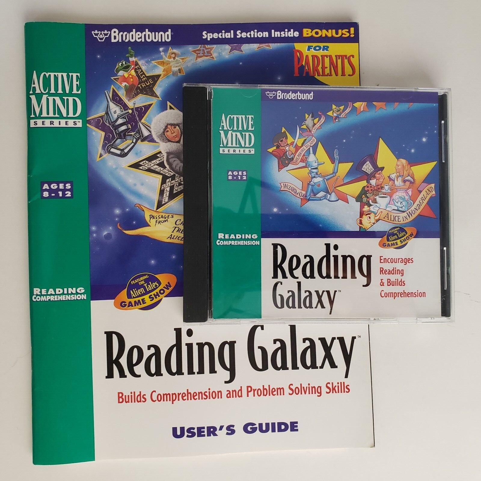 Vintage Active Mind Reading Galaxy PC CD-ROM User's Guide '96 Broderbund Ag 8-12