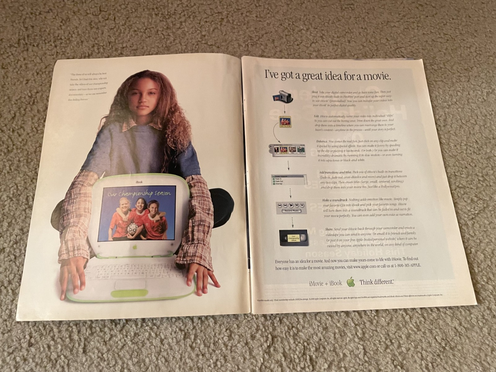 Vintage 2000 APPLE iBOOK Poster Print Ad LAPTOP COMPUTER