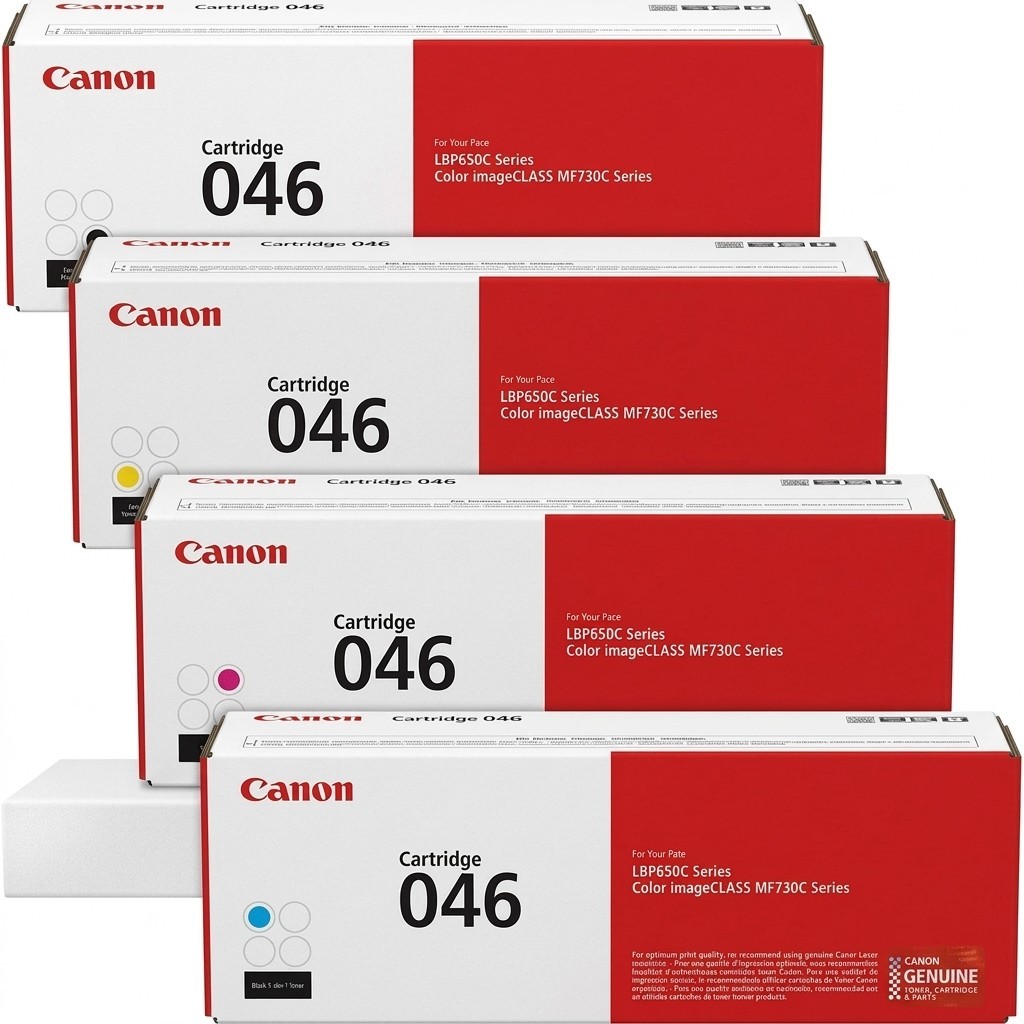 Canon 046 Genuine OEM CMYK Toner Cartridge Set 4-Pack, Standard Yield, New