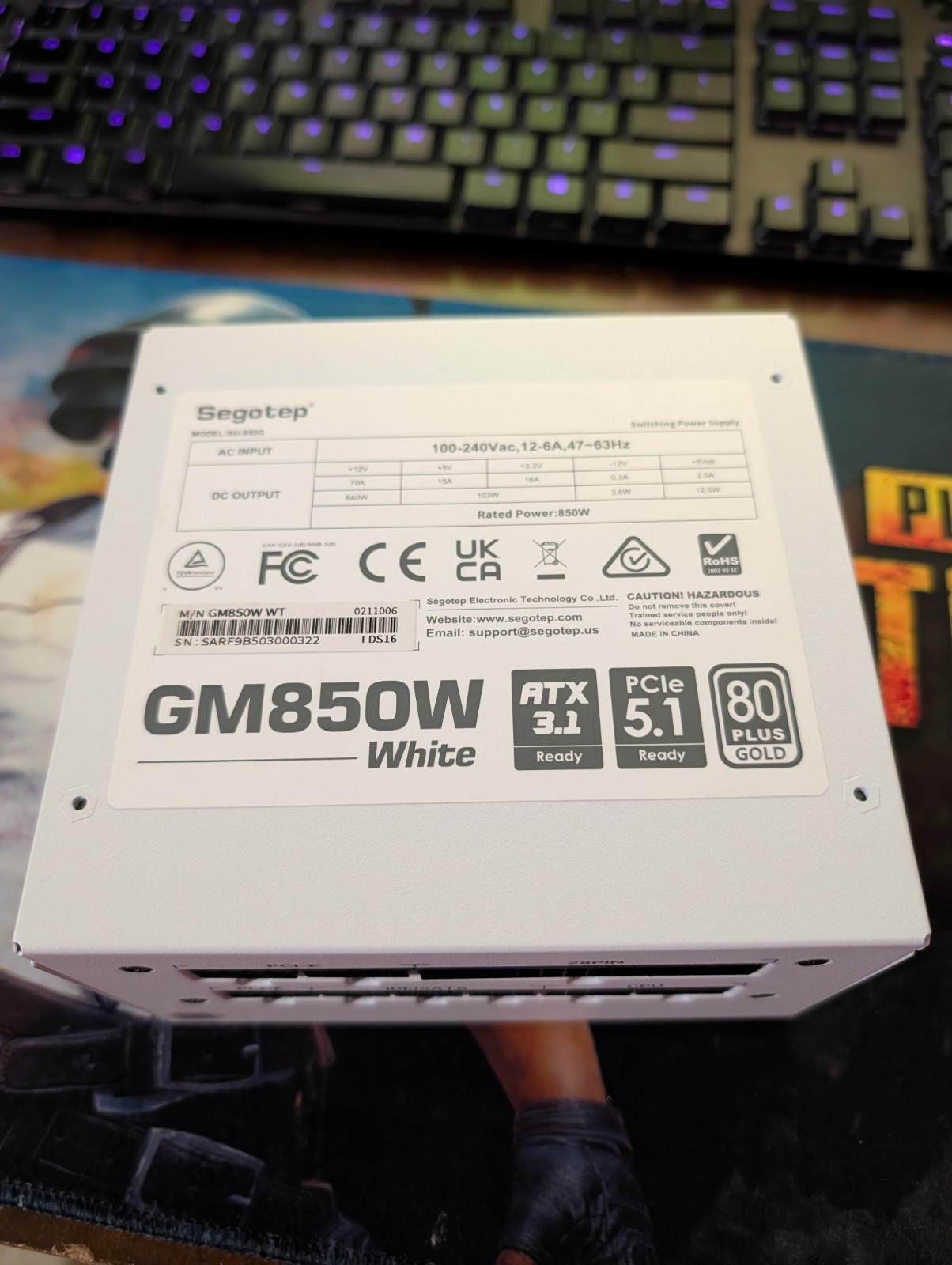 Segotep 850W Power Supply, 80 Plus Gold Full Modular PCIe 5.1 & ATX 3.1 Gaming