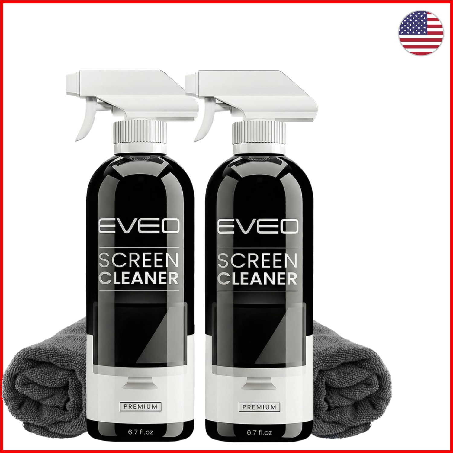 2 Pack Screen Cleaner Spray & Microfiber Cloths - Perfect for TVs and Laptops