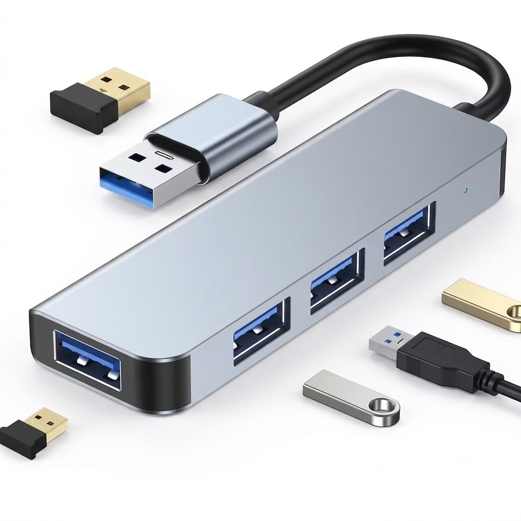 4-Port USB 3.0 High-Speed Aluminum Hub Extension Splitter