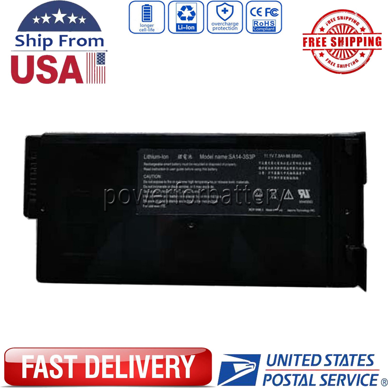 SA14-3S3P New Replacement Battery For Durabook SA14 11.1V 7800mAh 86.58Wh 7.8Ah