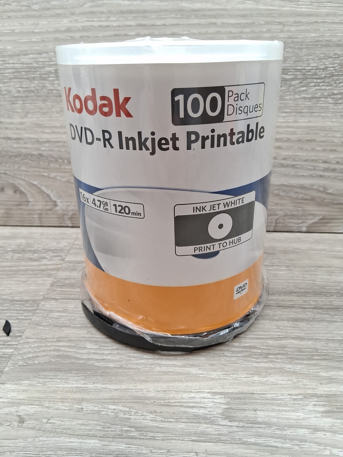 PREMIUM 100 x KODAK DVD-R 16x Inkjet Printable Blank DVD Discs - Print to Center