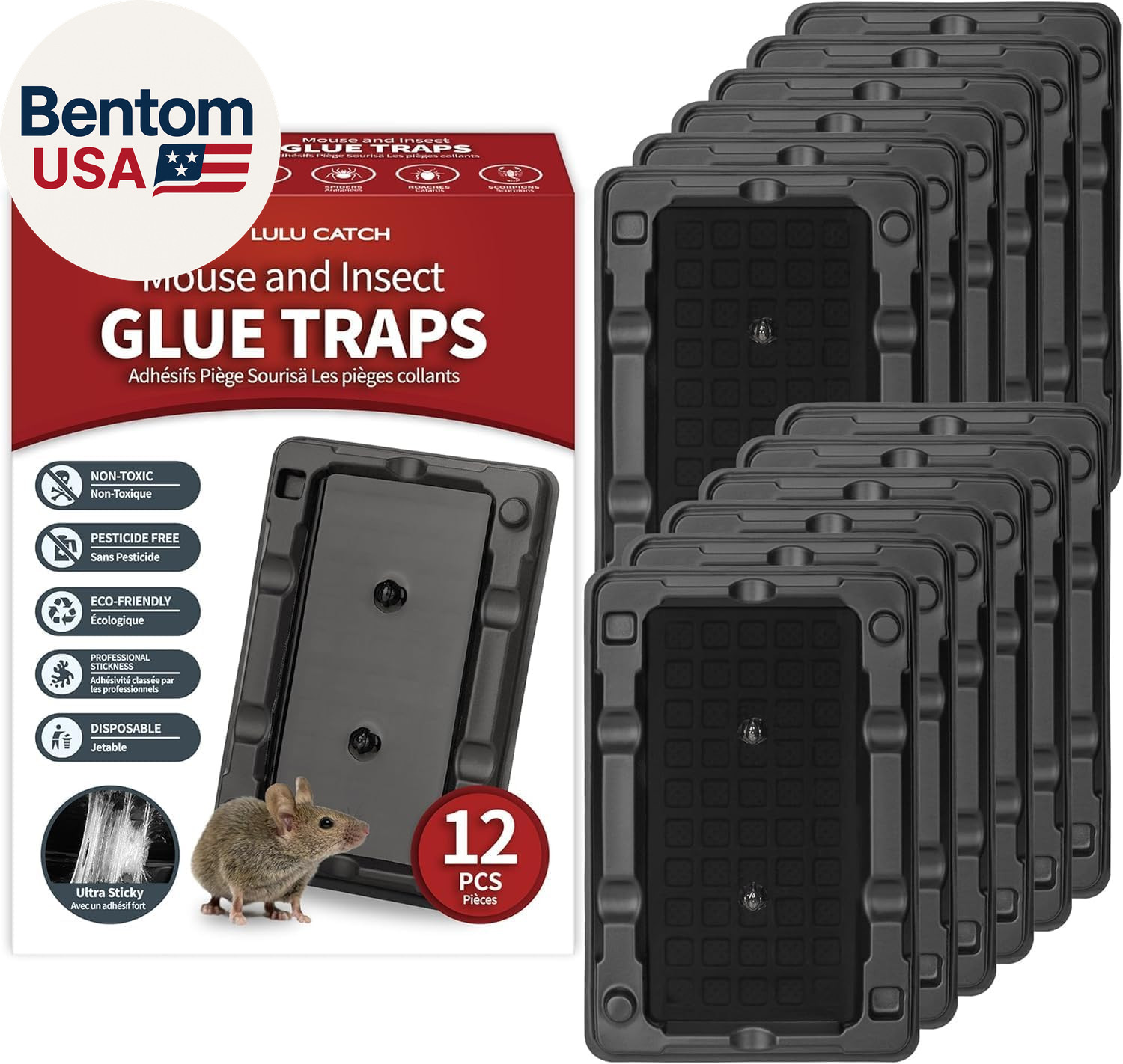 Mouse & Insect Traps 12 Pack, Heavier Sticky Traps with Non-Toxic Glue for Small