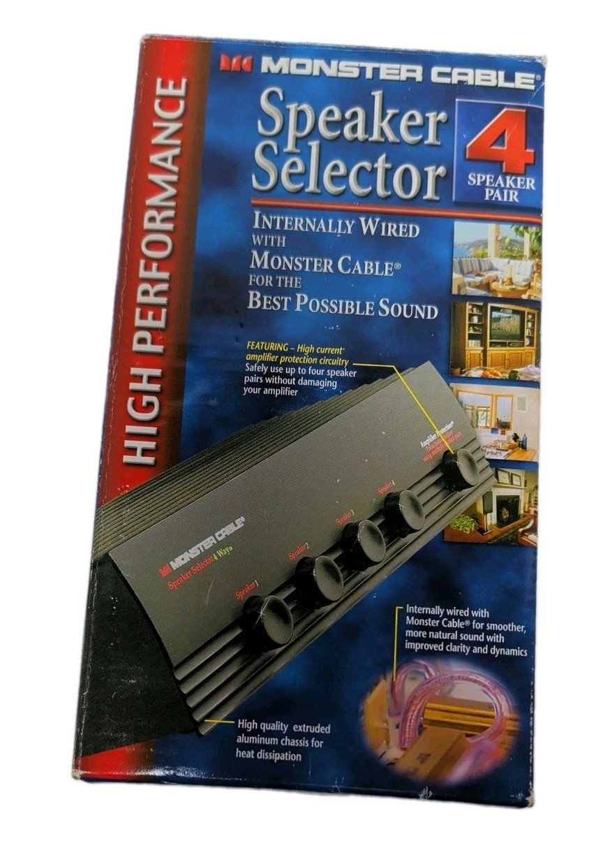 NEW Monster Cable 4 Way Stereo Speaker Selector, MSS4