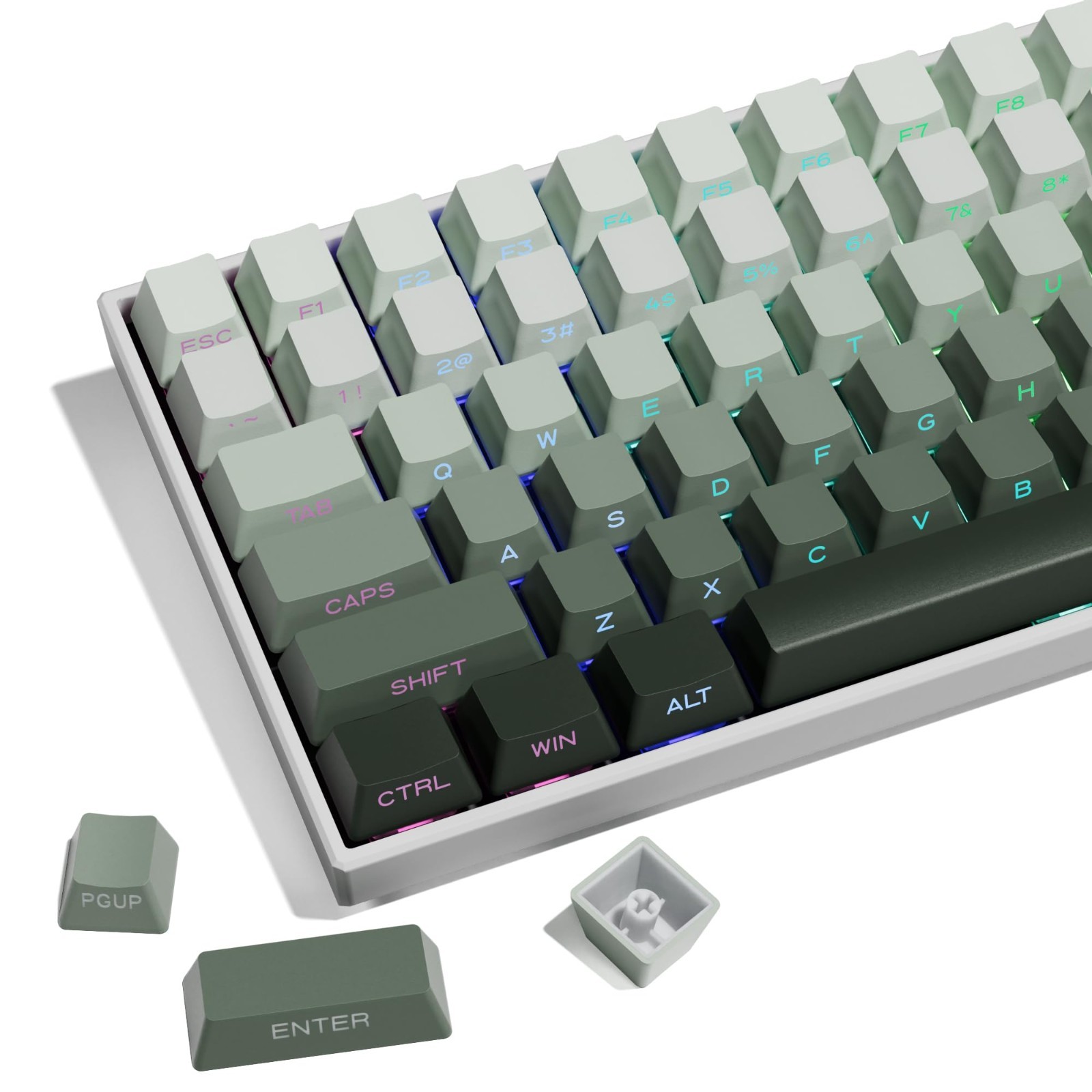 XVX Shine through Gradient Seaweed Green Keycaps - 136 Keys