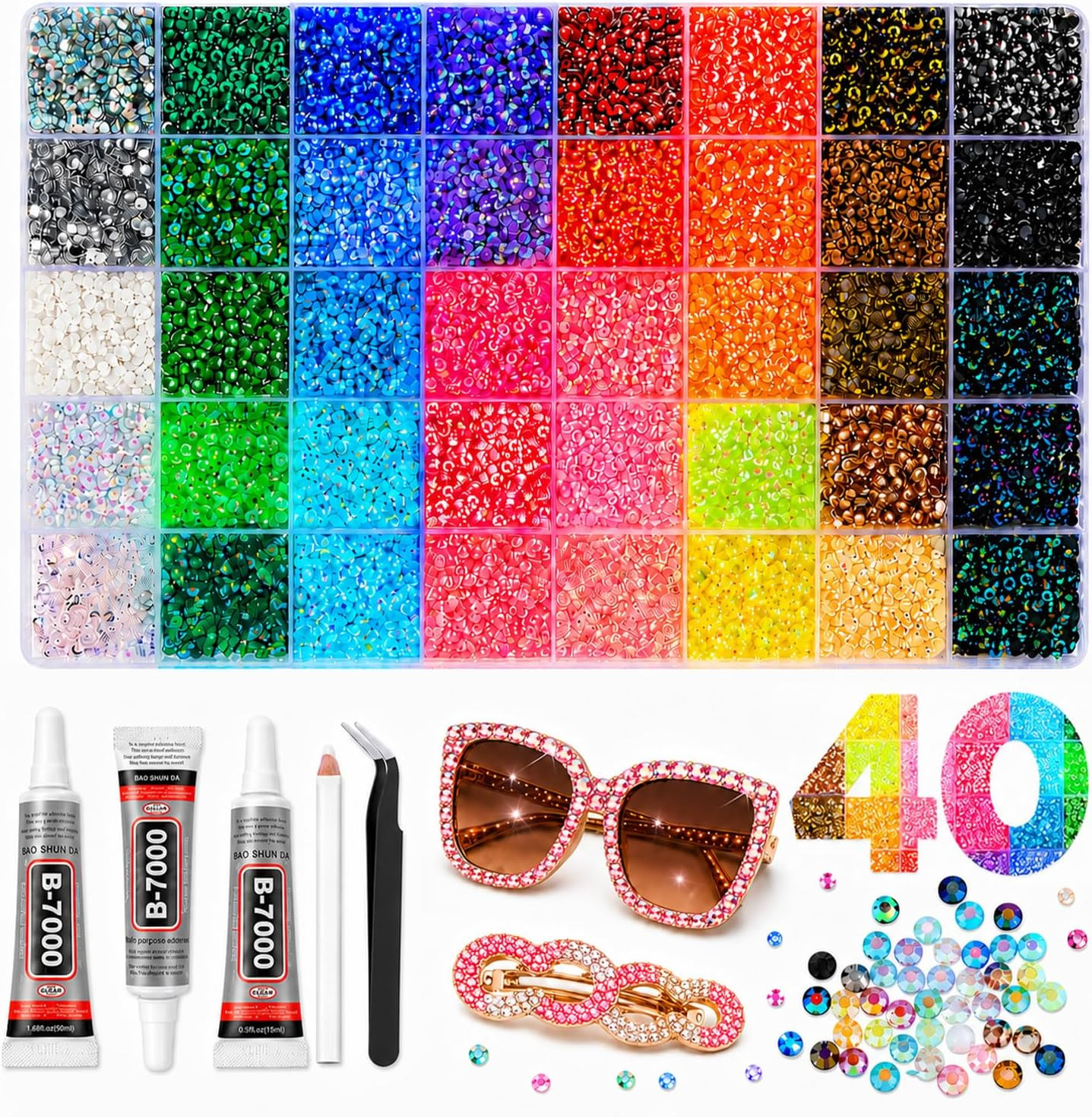 40000Pcs 40 Colors Resin Jelly Rhinestones for Bedazzling Kit 3Mm Gems |