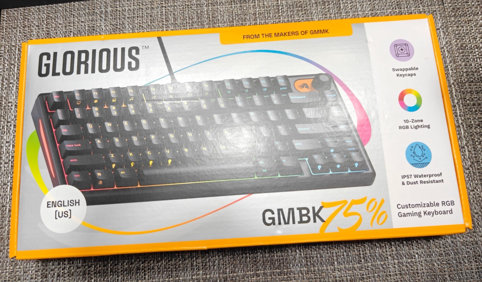 Glorious GMBK 75% RGB Gaming Keyboard GLO-GMBK75-BLK-US Black Open Box