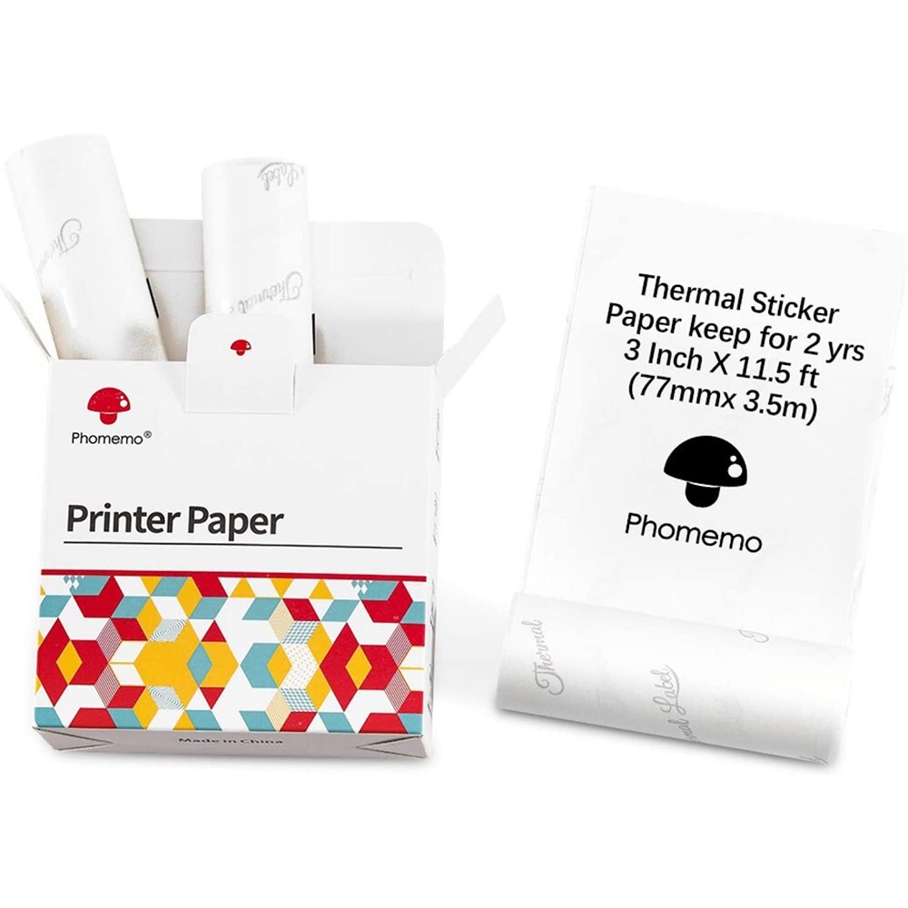 Phomemo 80mm White Square Adhesive Thermal Paper Sticker for Phomemo M03 Printer