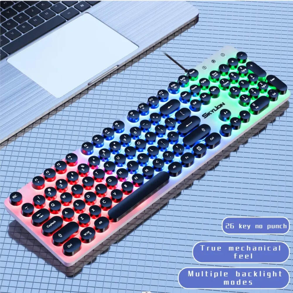 SKYLION H300 Wired 104 Keys Membrane Keyboard Many Kinds of Colorful Lighting Ga