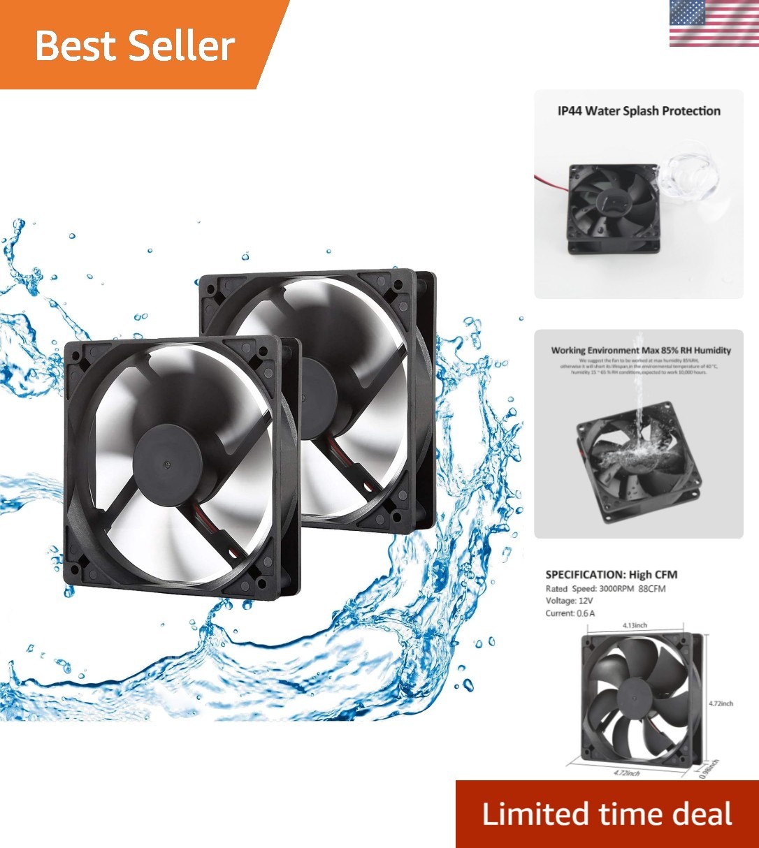 Versatile 120mm 12V Cooling Fans - Ideal for RV, Greenhouse & Industrial Use