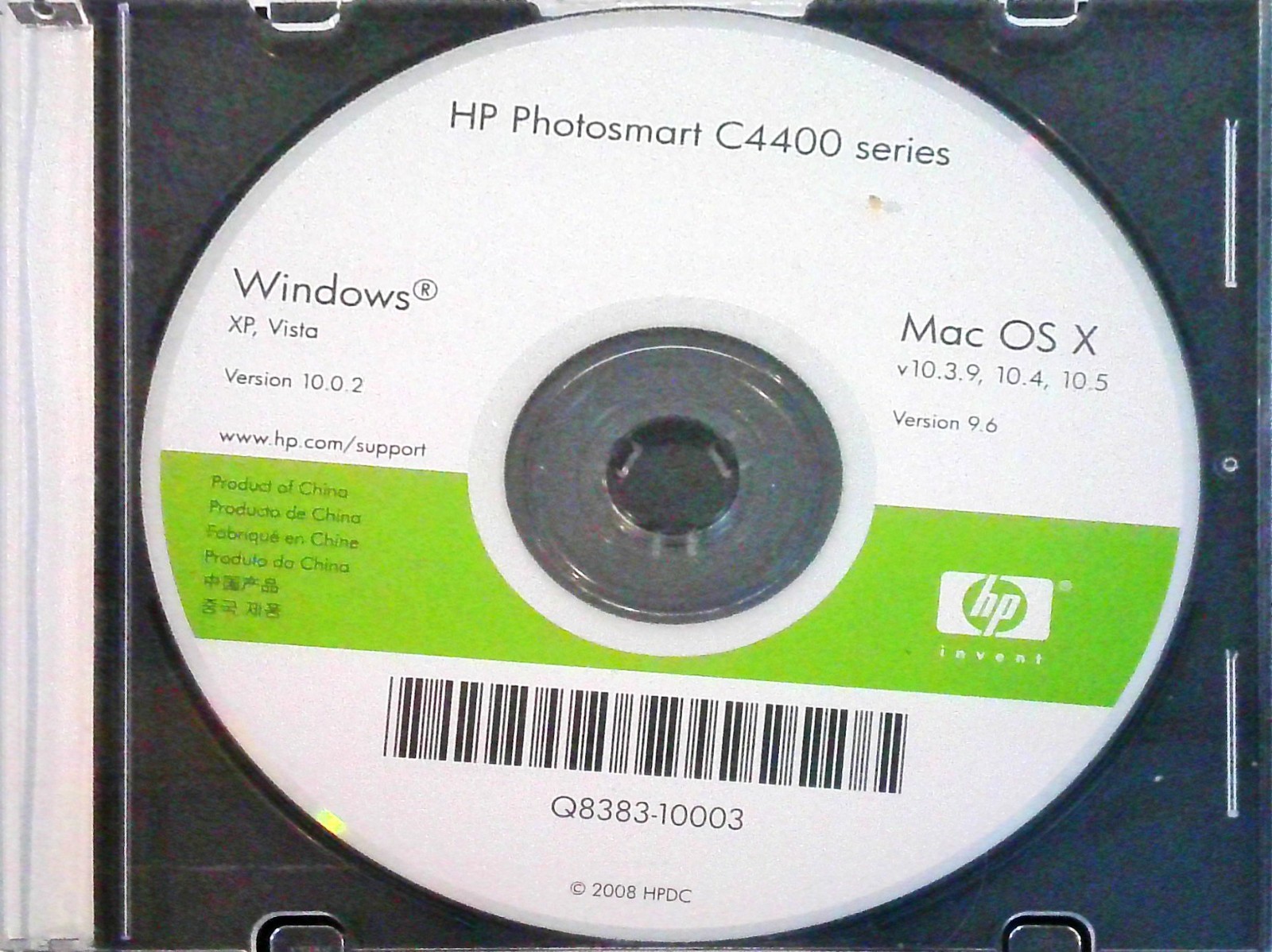 HP Photosmart C4400 Series Software Windows 10.0.2 MAC v 10.3.9, 10.4, 20.5 2008
