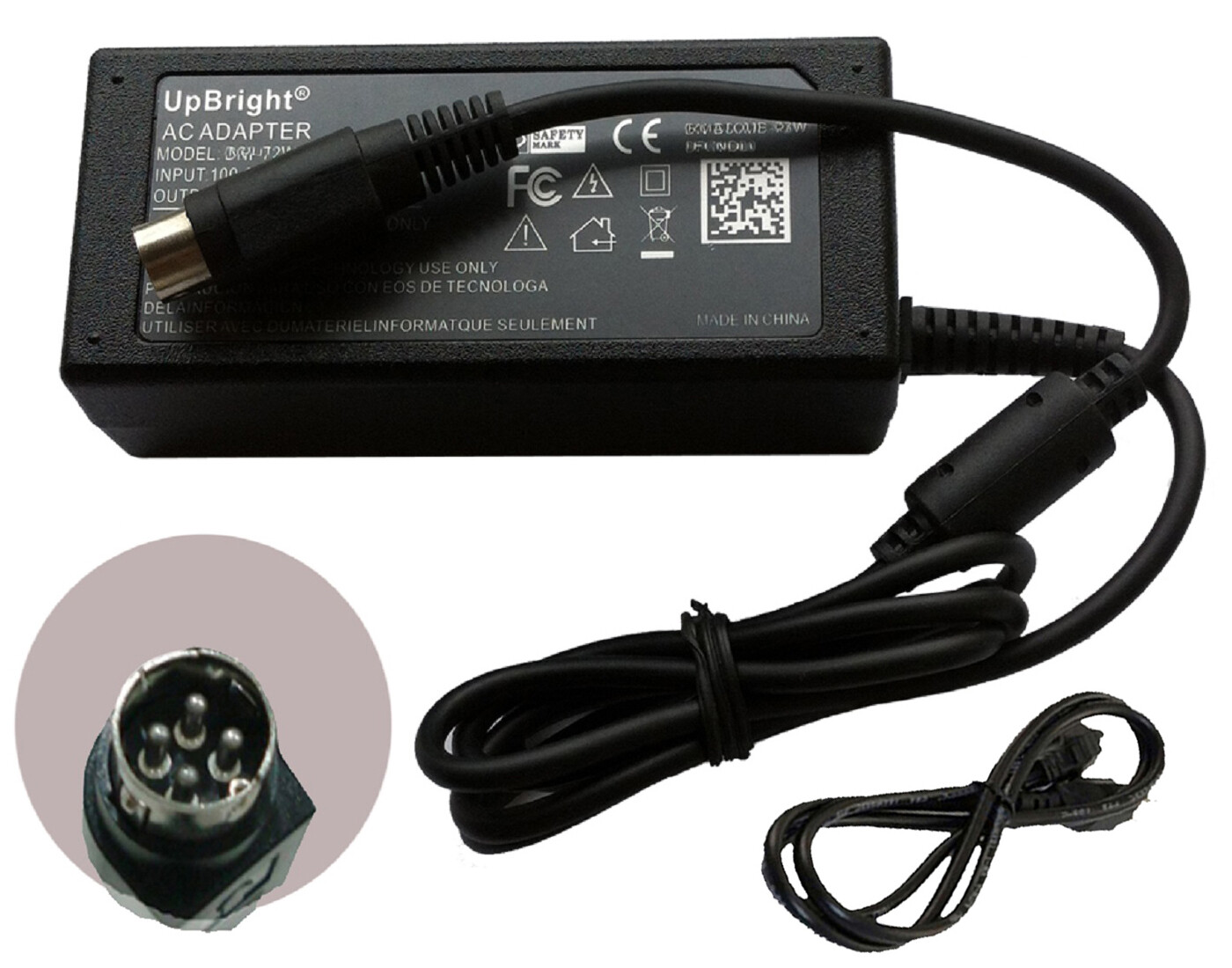 4-Pin 12V AC Adapter For SAM4S SPT 3700 4700 POS PosReady 7 Touchscreen Monitor