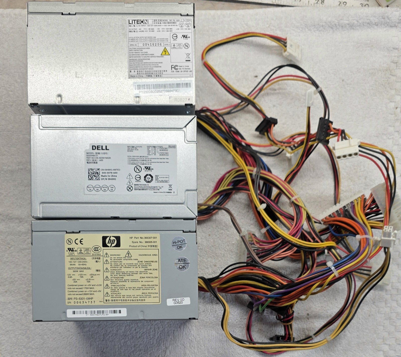 OEM Desktop Power Supply 3-Pack Lot HP LiteOn 250W 300W ATX PSU Tested