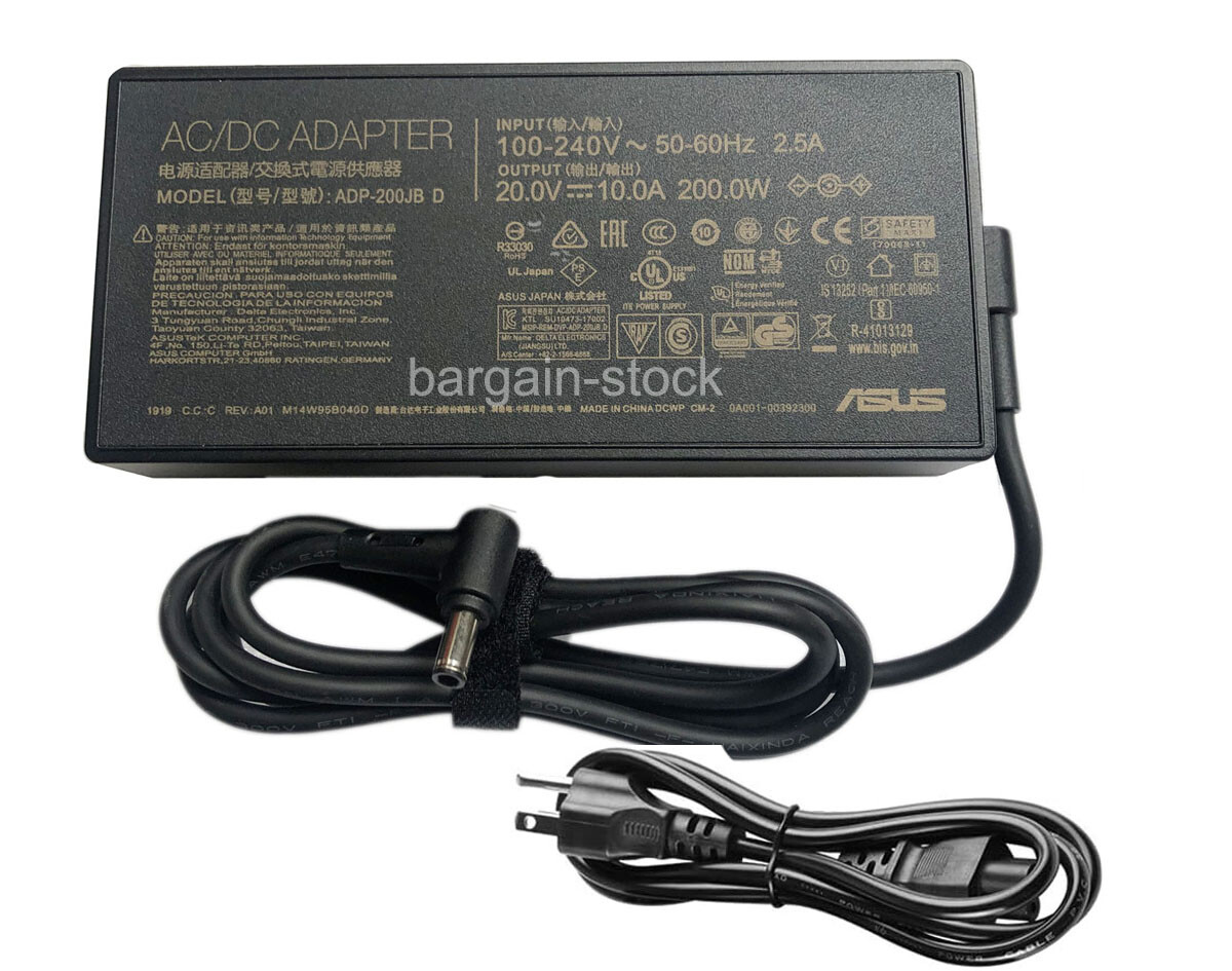 20V 10A 200W AC Adapter For ASUS Zenbook Pro 14 OLED UX6404 Laptop Power Supply