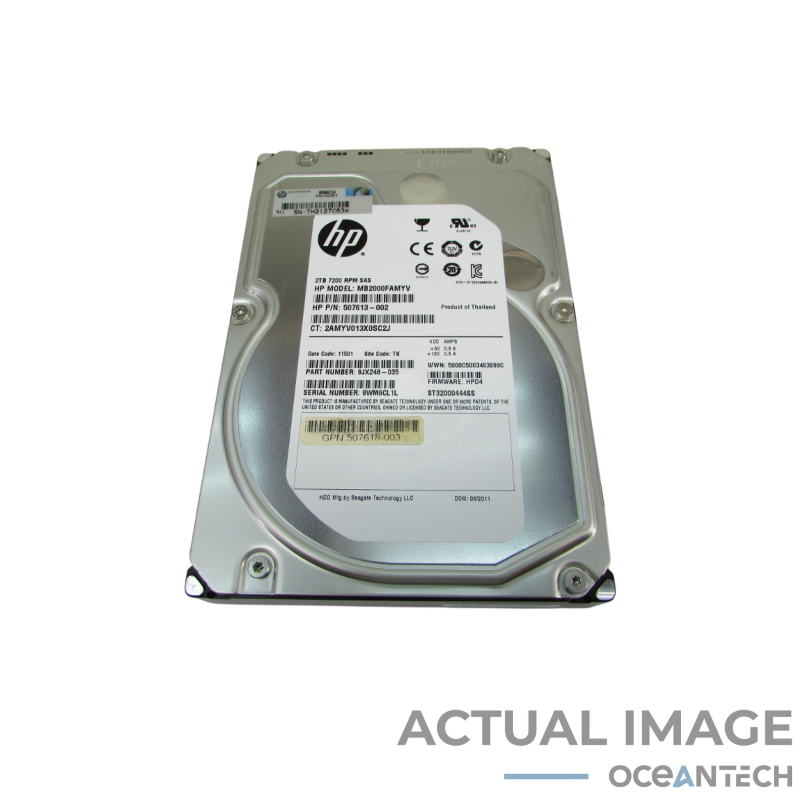 HP MB2000FAMYV 2TB 7.2K RPM 3.5" SAS HDD Grade A No Tray 507613-002