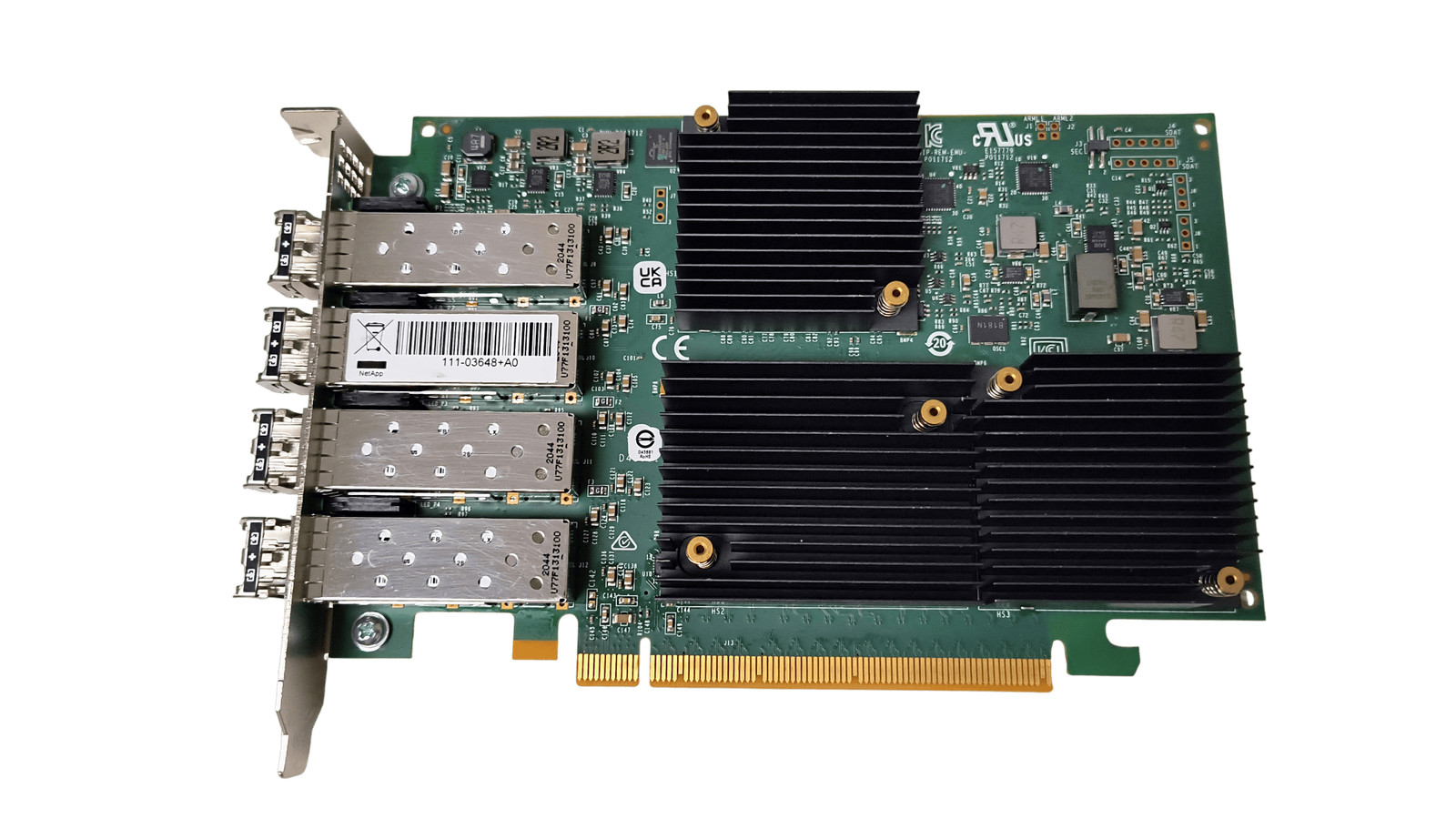 NetApp X1135A Quad Port 32Gb SFP PCIe Fibre Channel HBA 111-03648+A0 w/ SFPs