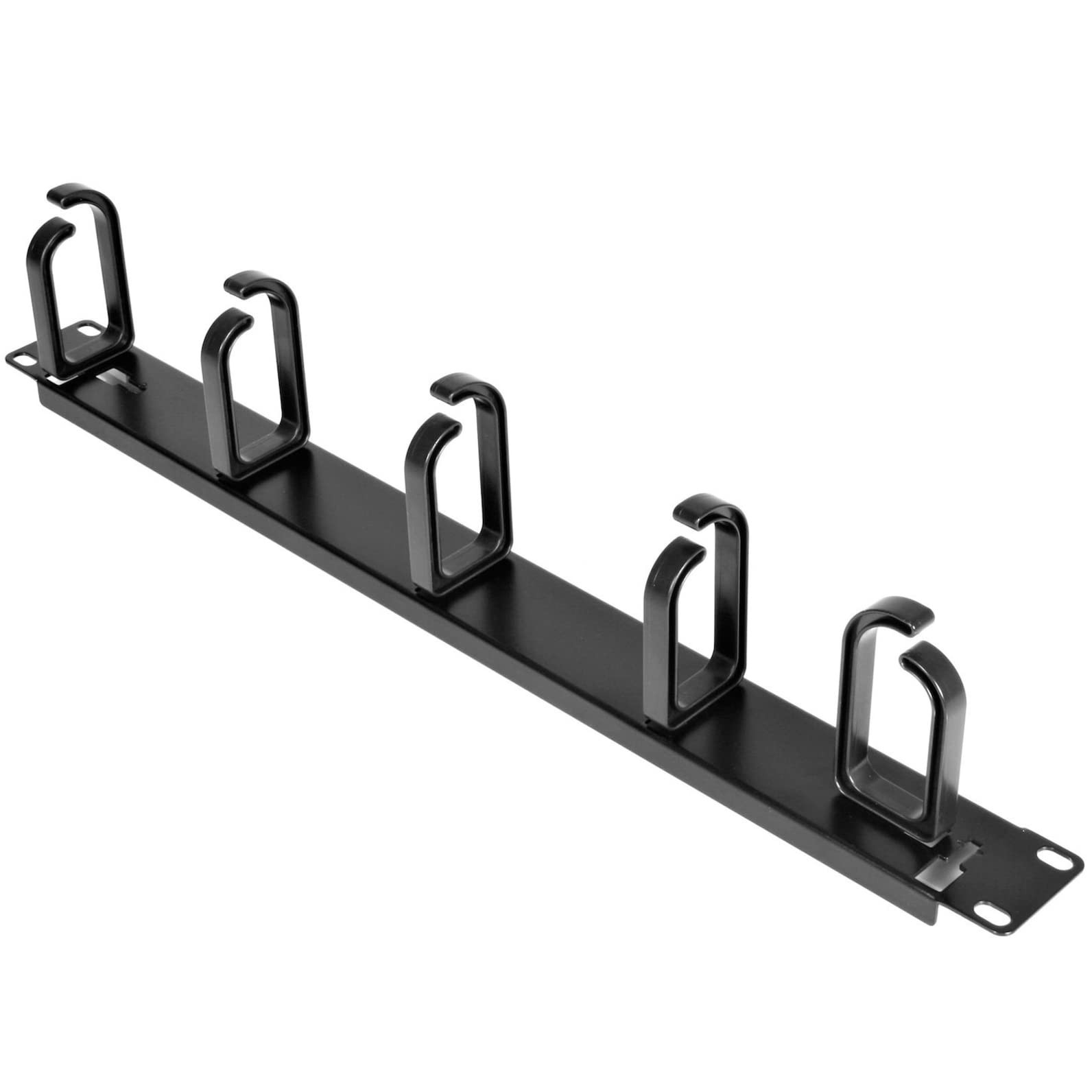 StarTech 1U 19in Rack Cable Management Panel, D-Ring, Metal 1U, Black
