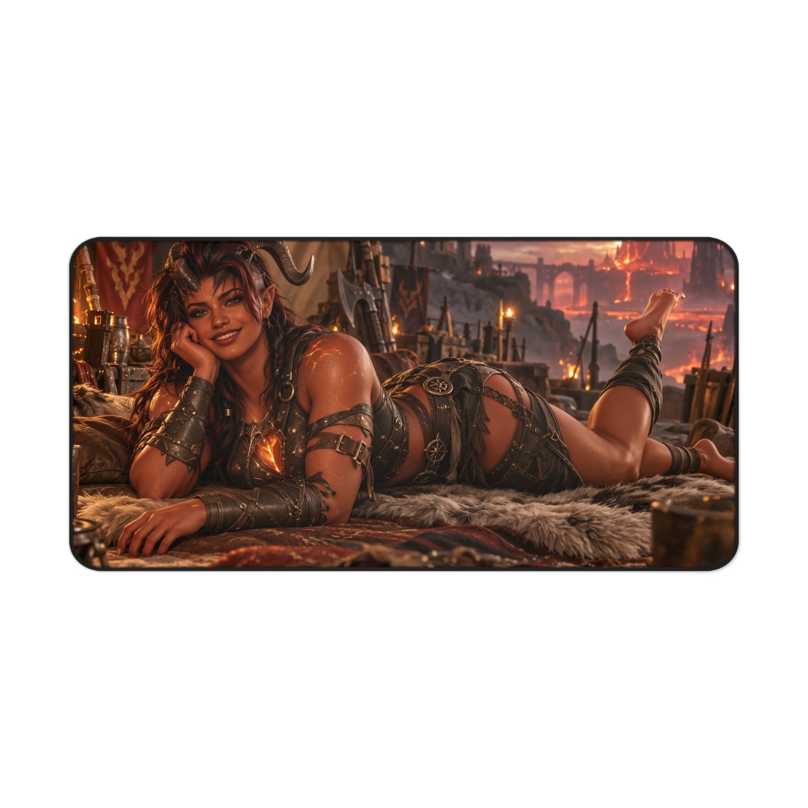 Karlach Extended Mouse Pad Fiery Fantasy Art Non Slip Keyboard Mat