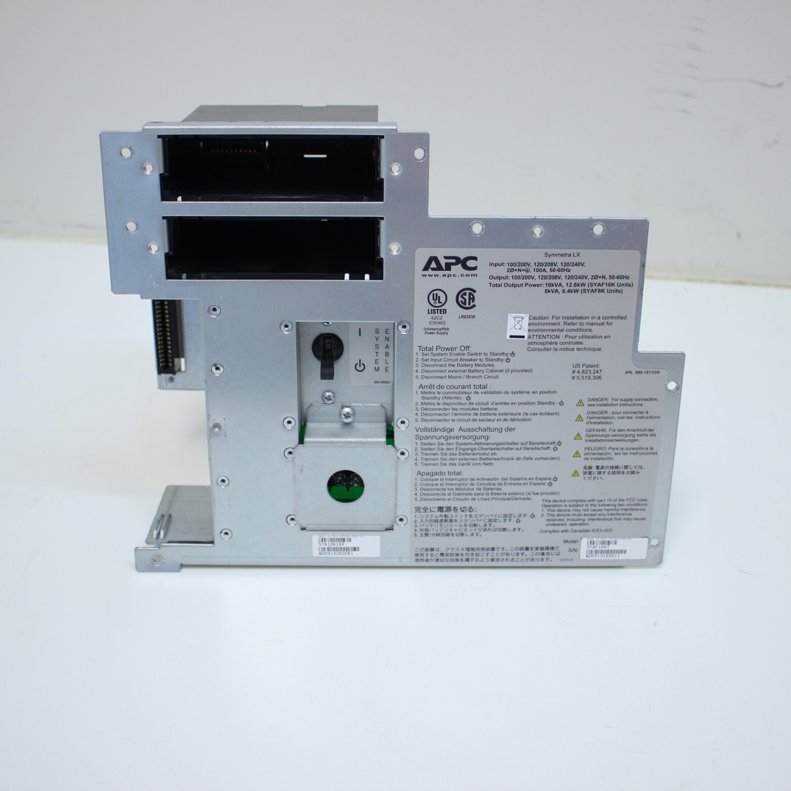 APC Symmetra LX Back Panel Main Breaker Comm Card Port & Smart Slots  SYAF16KT