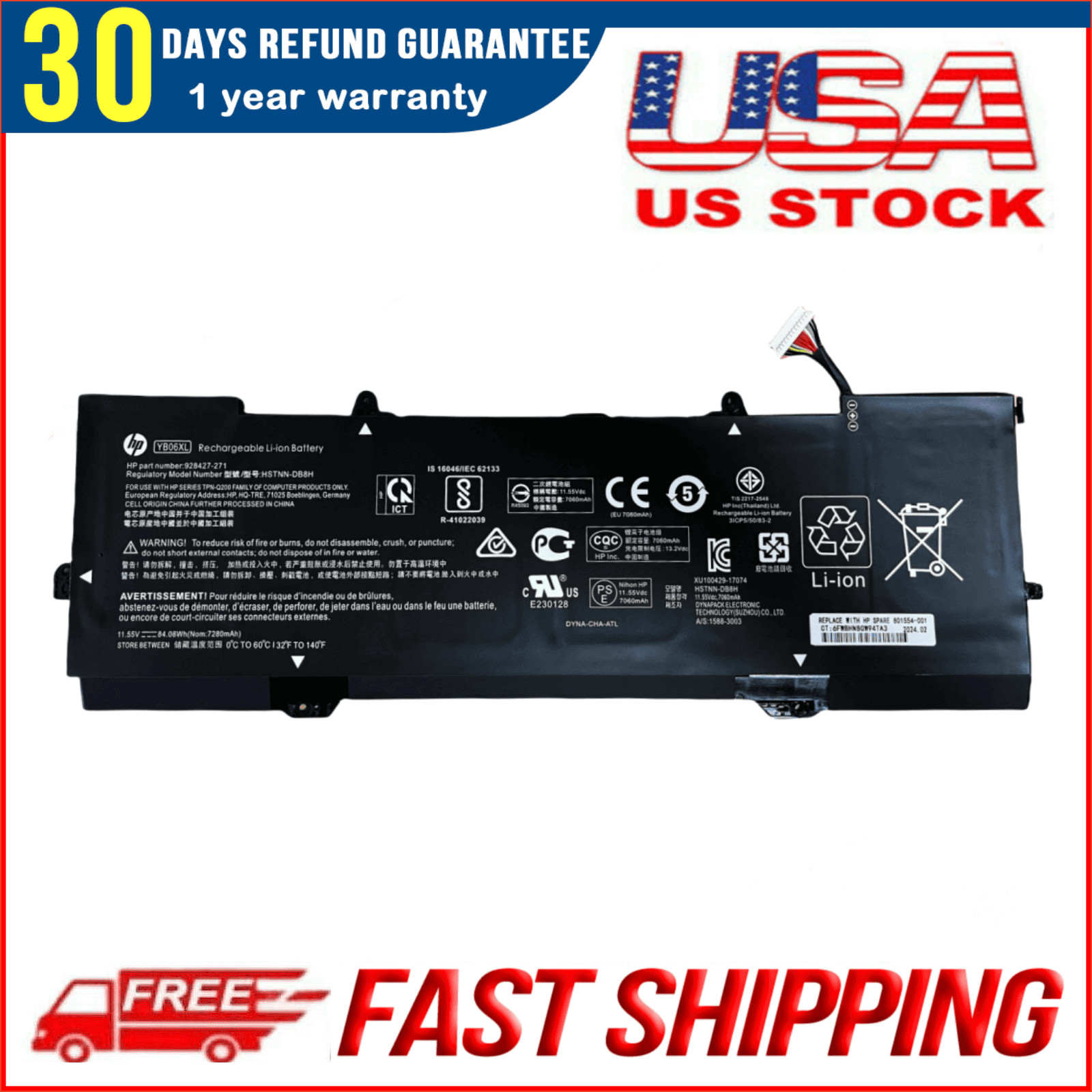 New Genuine YB06XL HSTNN-DB8H Battery for HP Spectre x360 15-ch010tx HSTNN-DB8V