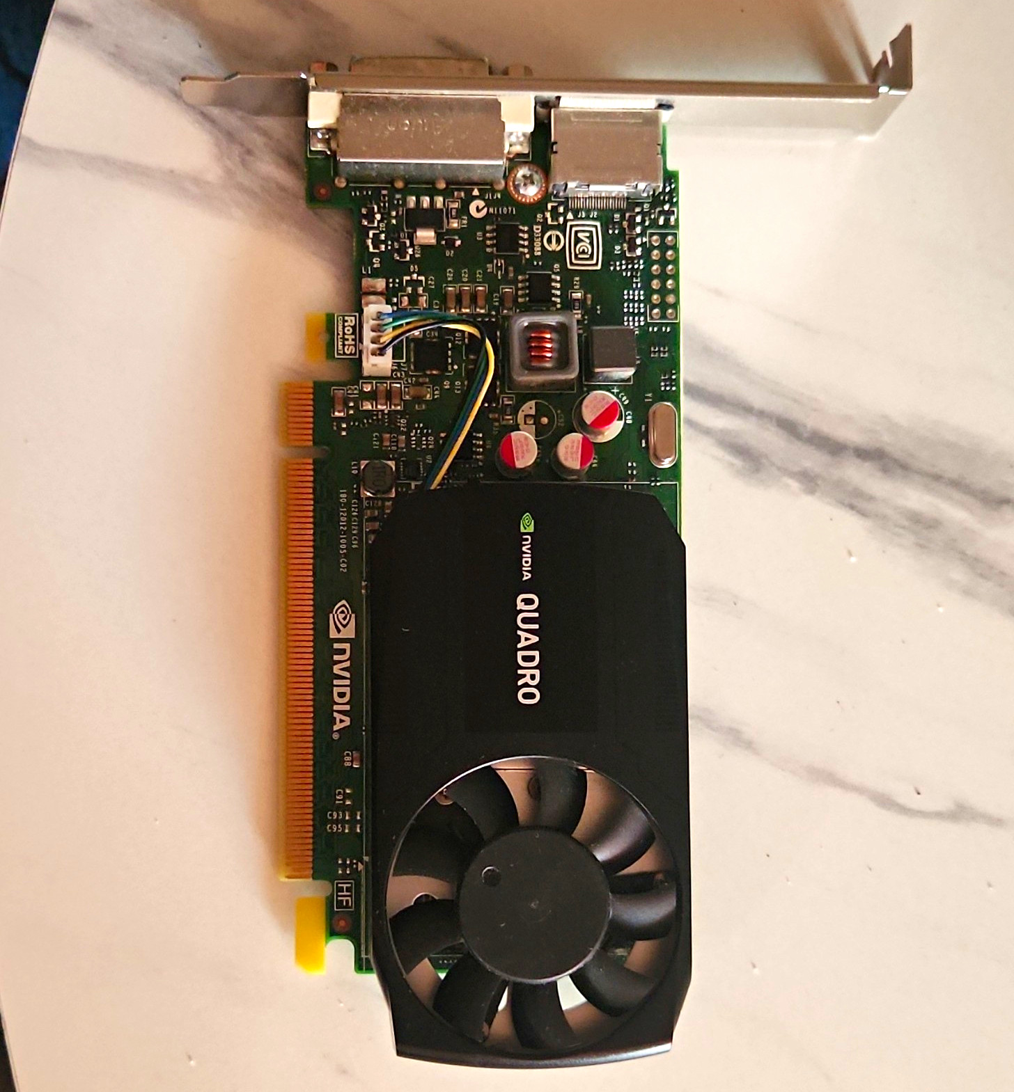 NVIDIA Quadro SFF PCIe x16 Graphics Card, DisplayPort DVI-D, Fan/Heatsink